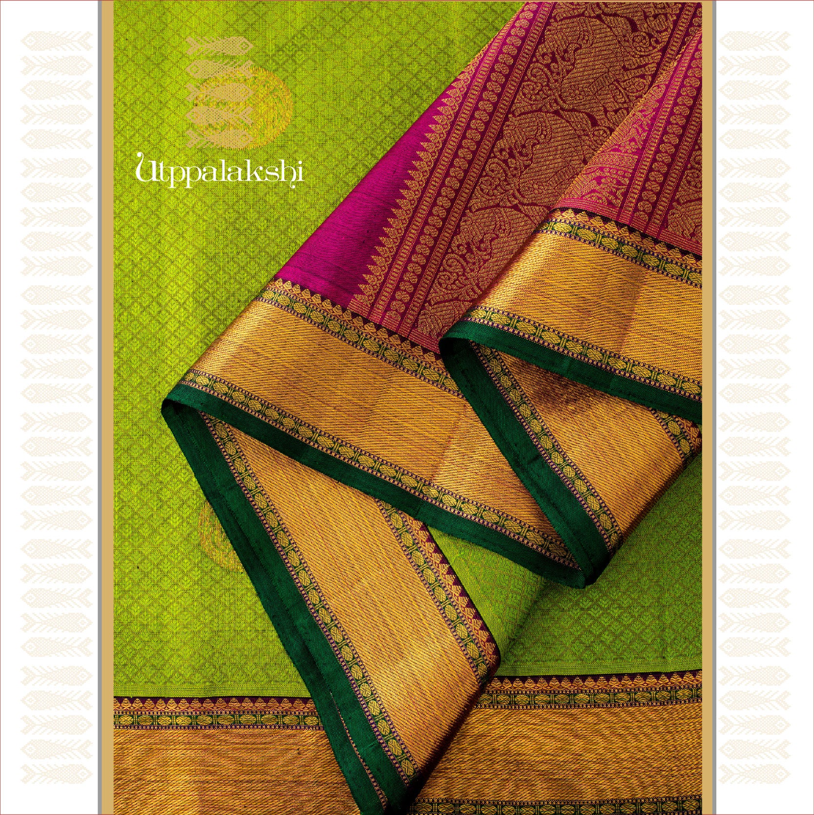 JACQUARD GREEN MAGENTA ANNAM CHAKRAM || BRIDAL SAREE ||UTPPALAKSHI HANDWOVEN KANJIVARAM SILK SAREE