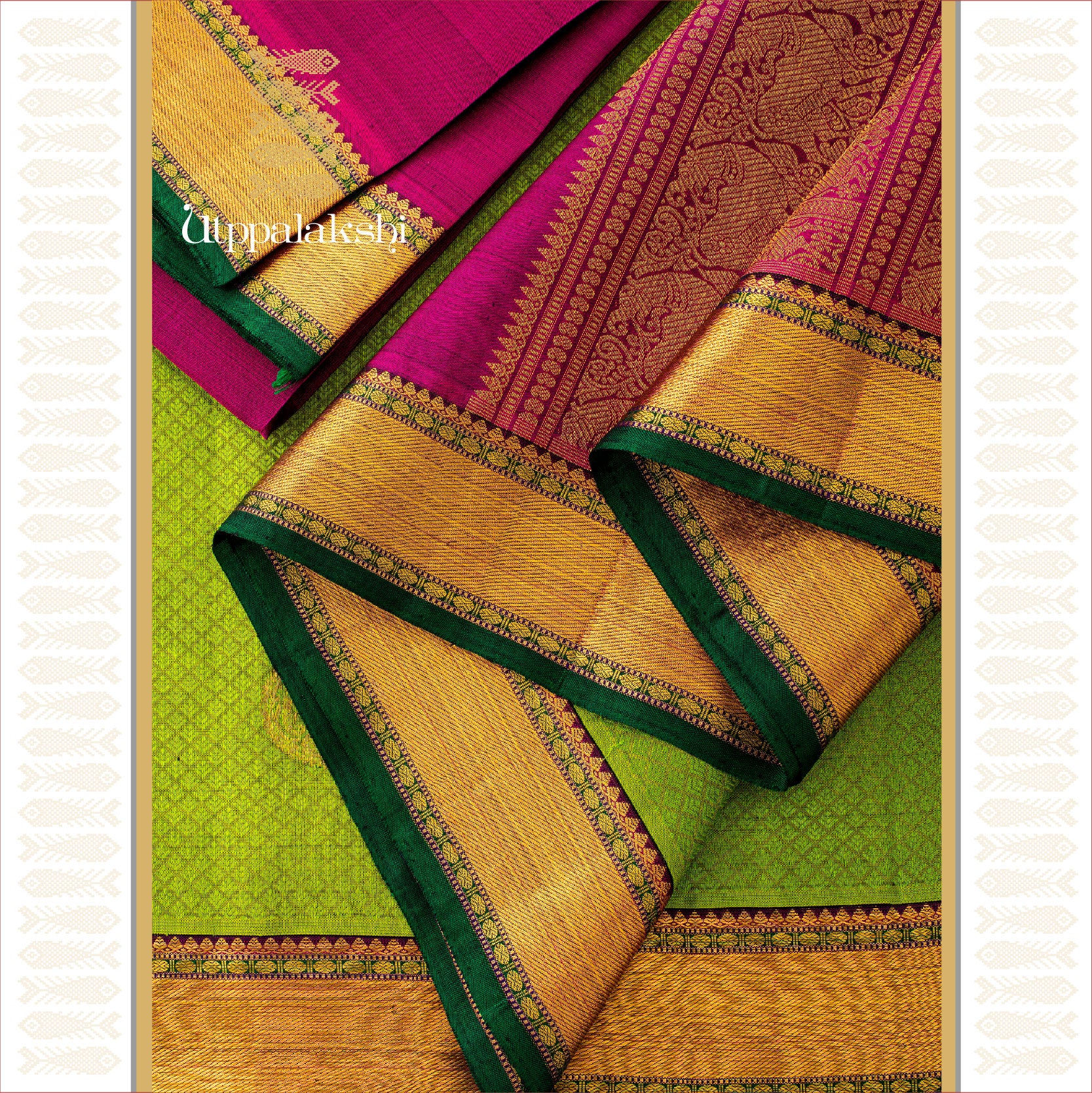 JACQUARD GREEN MAGENTA ANNAM CHAKRAM || BRIDAL SAREE ||UTPPALAKSHI HANDWOVEN KANJIVARAM SILK SAREE