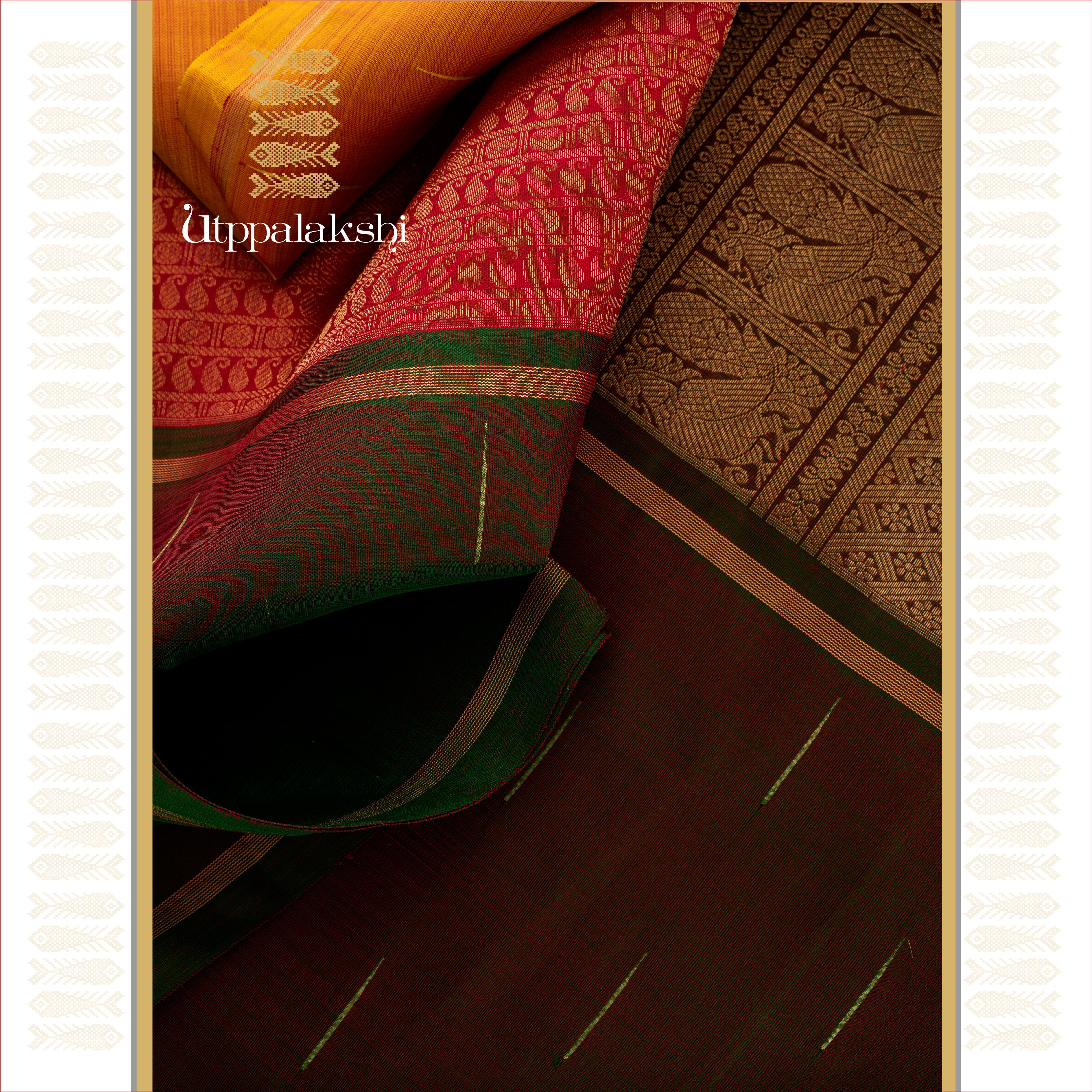 MUBBAGAM SAREE MANDULIR MUSTARD RED || UTPPALAKSHI HANDWOVEN KANJIVARAM SILK