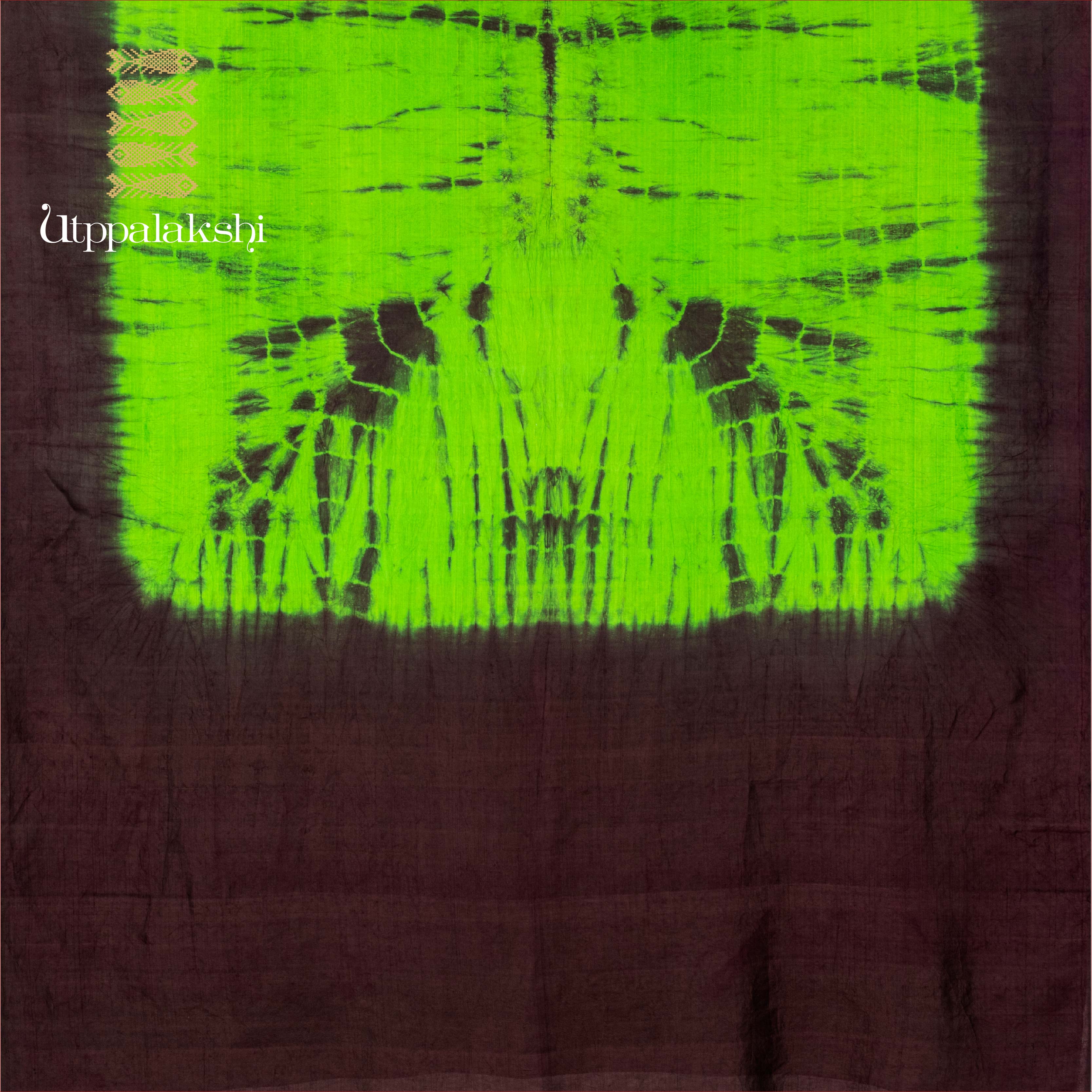 JAPANESE SHIBORI SAREE BLACK AND GREEN TIE AND DYE ON KANJIVARAM || UTPPALAKSHI KANJIVARAM SILK