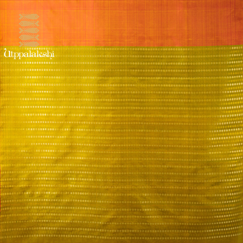 PARTLY PALLU SAREE PEACH AND GREEN WITH GOLD SILVER BUTTA || UTPPALAKSHI HANDWOVEN KANJIVARAM SILK
