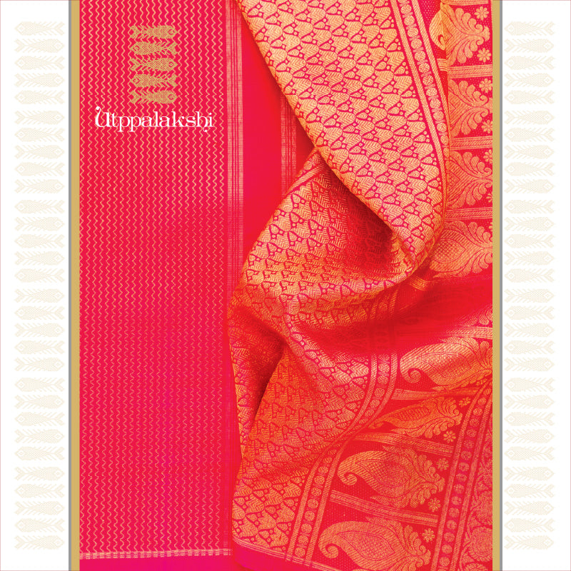 HALF AND HALF SAREE GREEN AND PINK WITH ZARI LINES || UTPPALAKSHI HANDWOVEN KANJIVARAM SILK