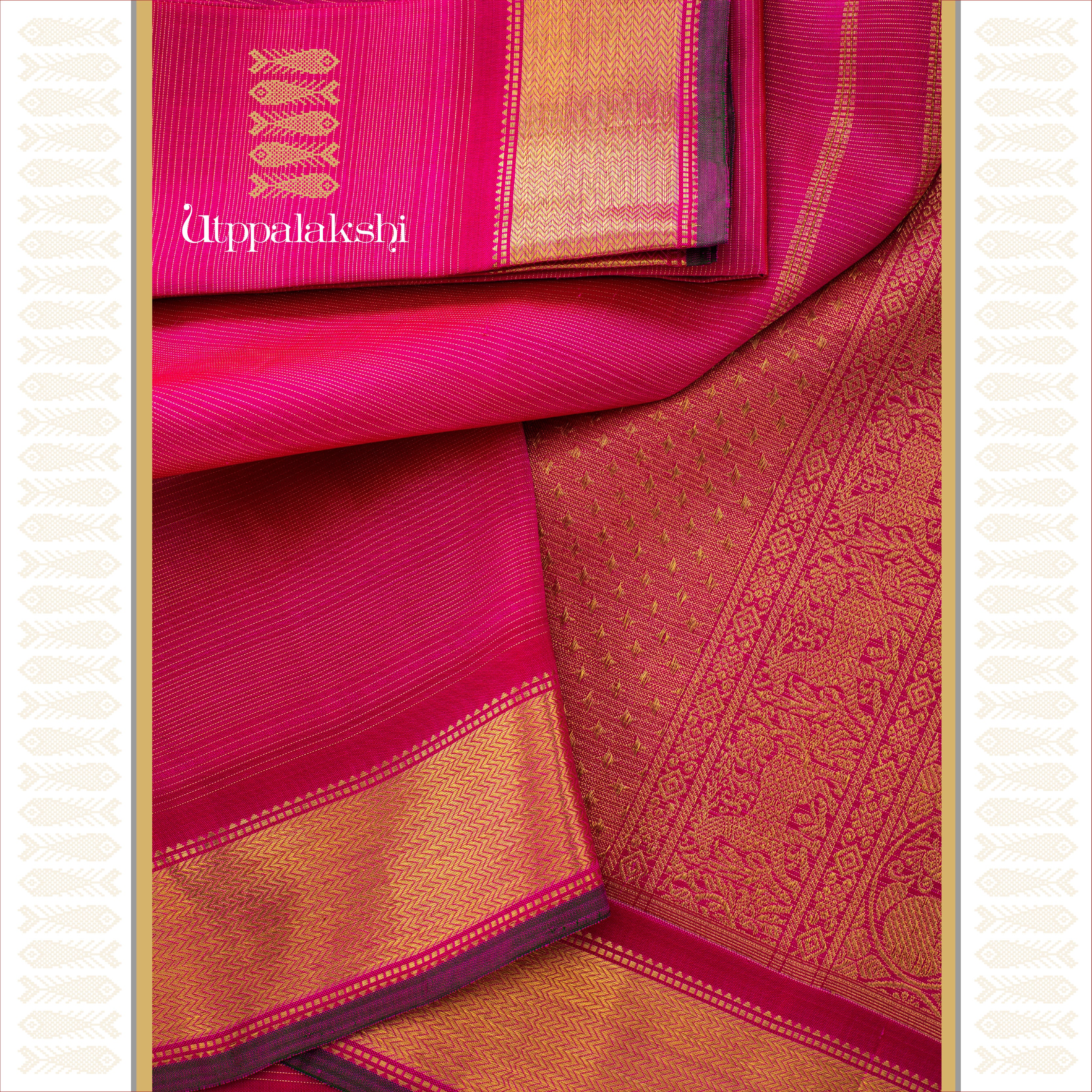 BRIDAL SAREE PINK VAIRA OOSI ALAI || UTPPALAKSHI HANDWOVEN KANJIVARAM SILK BRIDAL SAREE PINK VAIRA OOSI ALAI