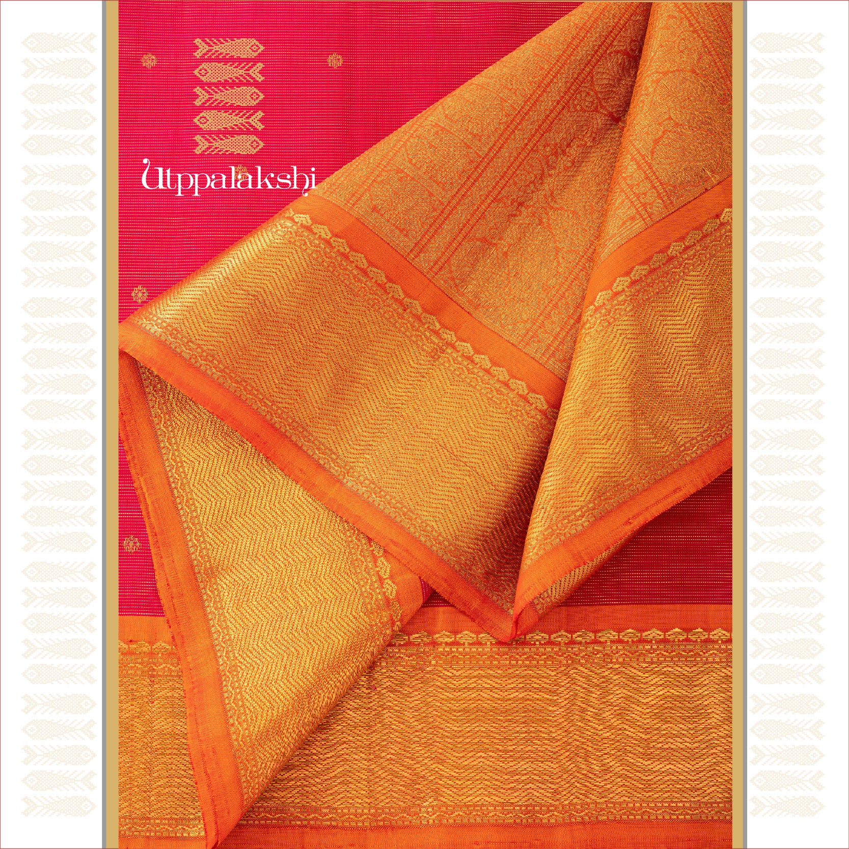 PINK VAIRA OOSI MUSTARD BUTTA || BRIDAL SAREE || UTPPALAKSHI HANDWOVEN KANJIVARAM SILK