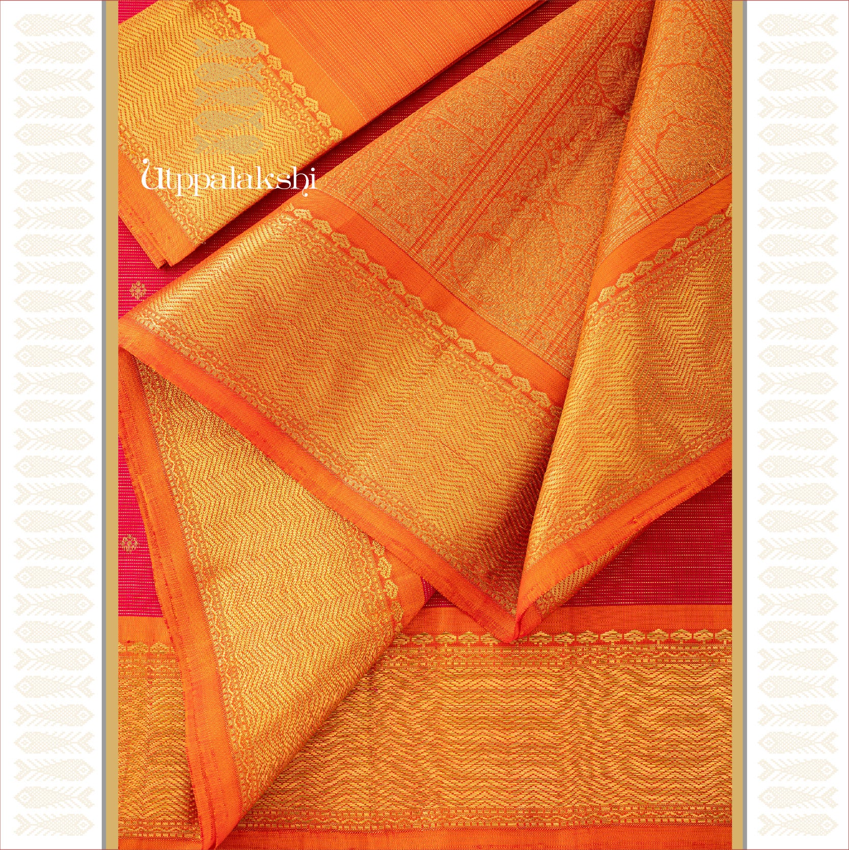 PINK VAIRA OOSI MUSTARD BUTTA || BRIDAL SAREE || UTPPALAKSHI HANDWOVEN KANJIVARAM SILK