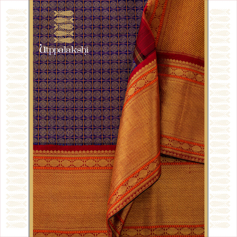 VIOLET AND ARAKKU BROCADE BRIDAL SAREE || UTPPALAKSHI HANDWOVEN KANJIVARAM SILK