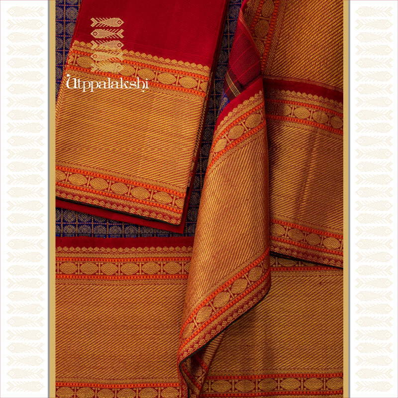VIOLET AND ARAKKU BROCADE BRIDAL SAREE || UTPPALAKSHI HANDWOVEN KANJIVARAM SILK