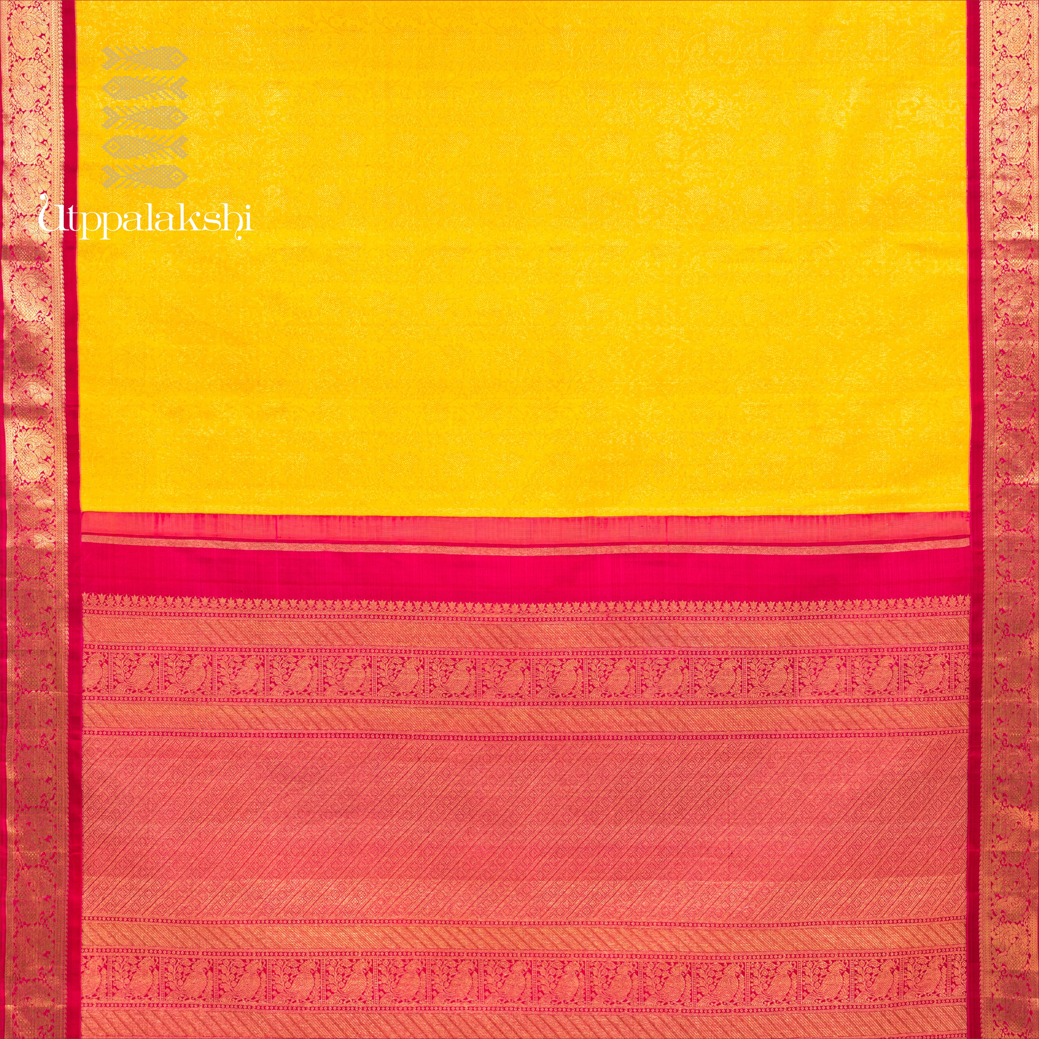 YELLOW BROCADE REDDISH PINK ANNAM || BRIDAL SAREE || UTPPALAKSHI HANDWOVEN KANJIVARAM SILK