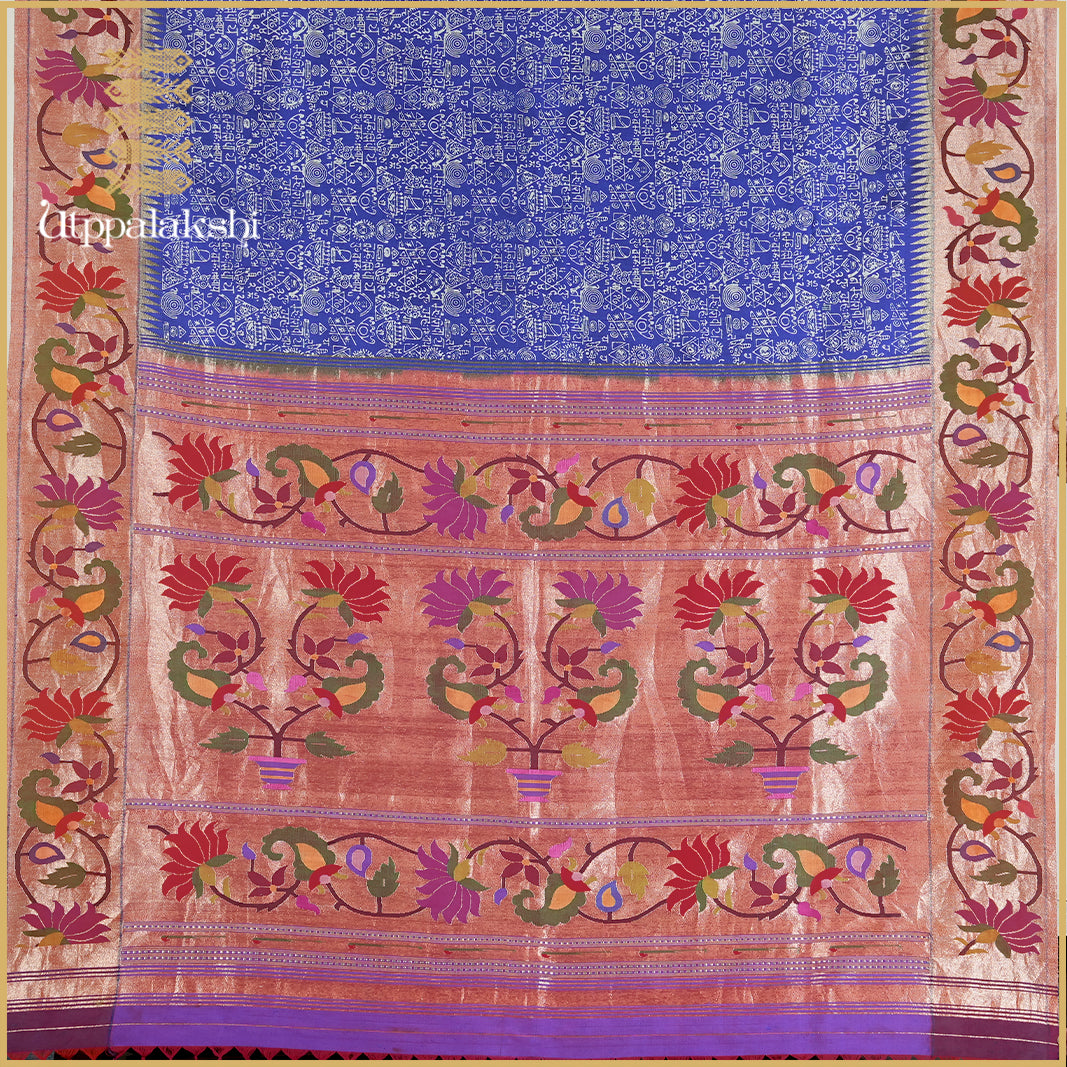 BLUE PAITHANI SAREE-AN UTPPALAKSHI HANDWOVEN SILK PAITHANI