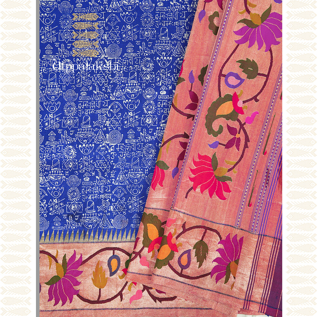 BLUE PAITHANI SAREE-AN UTPPALAKSHI HANDWOVEN SILK PAITHANI
