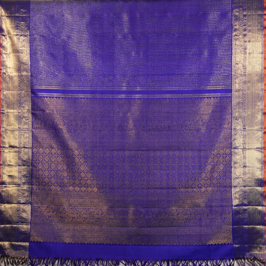 DARK BLUE VAIRA OOSI SAREE-AN UTPPALAKSHI HANDWOVEN KANCHIPURAM SILK SAREE