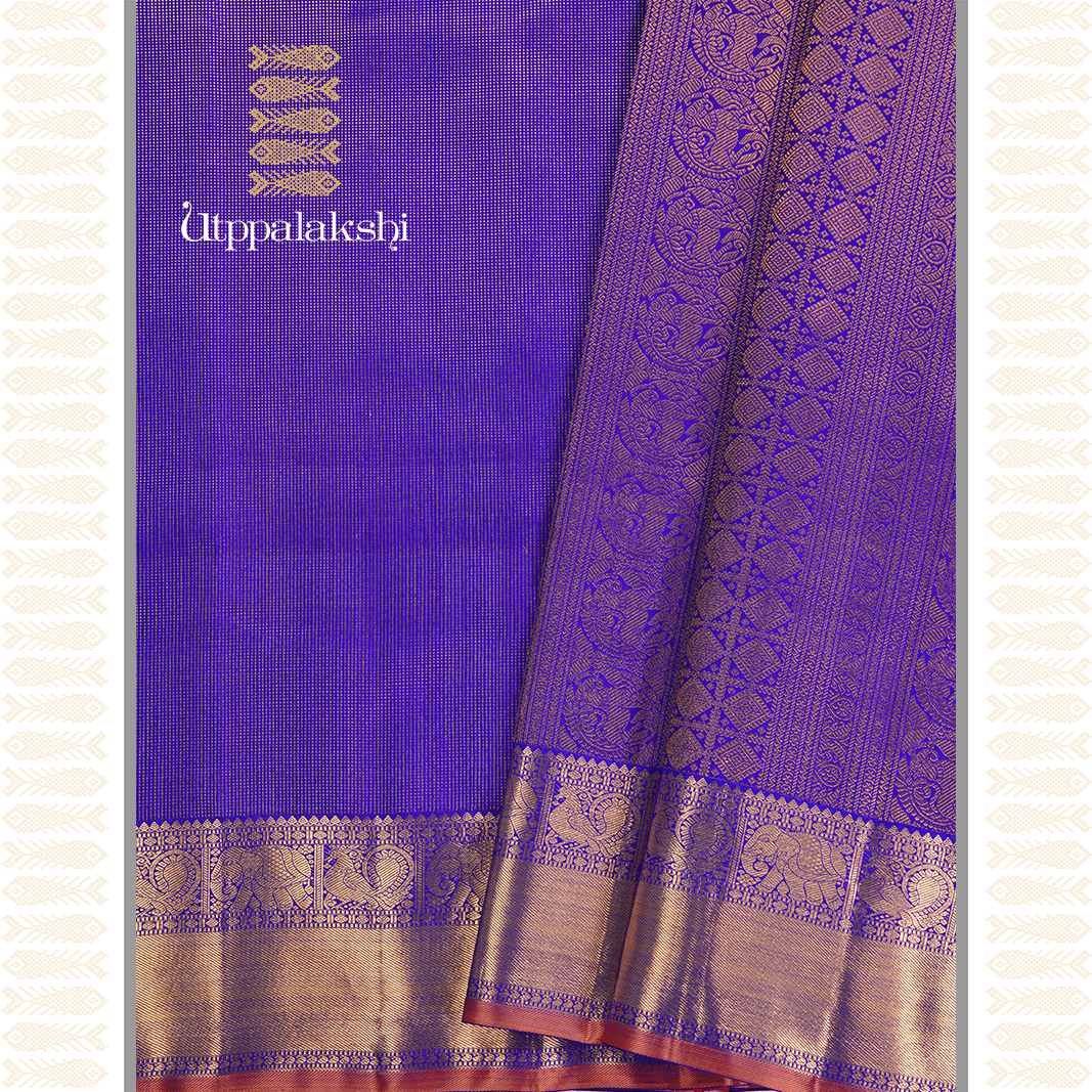 DARK BLUE VAIRA OOSI SAREE-AN UTPPALAKSHI HANDWOVEN KANCHIPURAM SILK SAREE