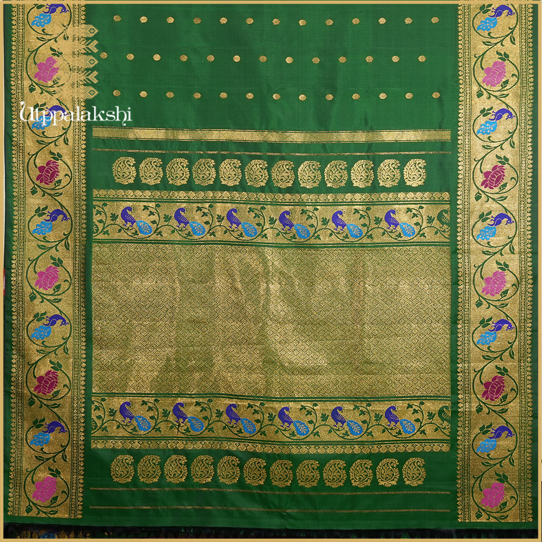 BOTTLE GREEN SAREE-AN UTPPALAKSHI HANDWOVEN PAITHANI SILK SAREE