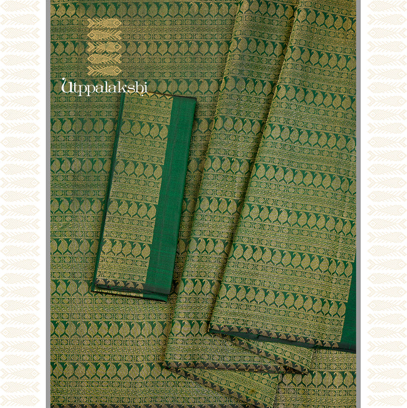GREEN AIRLINE MANGO JARI SAREE -AN UTPPALAKSHI HANDWOVEN KANCHIPURAM SILK SAREE