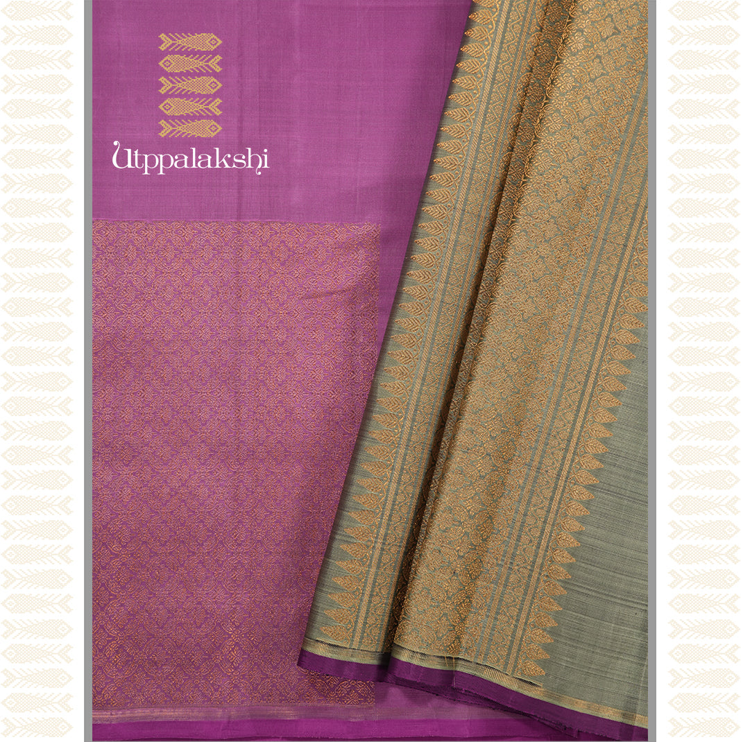 LIGHT PURPLE SAREE WITH BOX DESIGN _AN UTPPALAKSHI HANDWOVEN KANCHIPURAM SILK SAREE