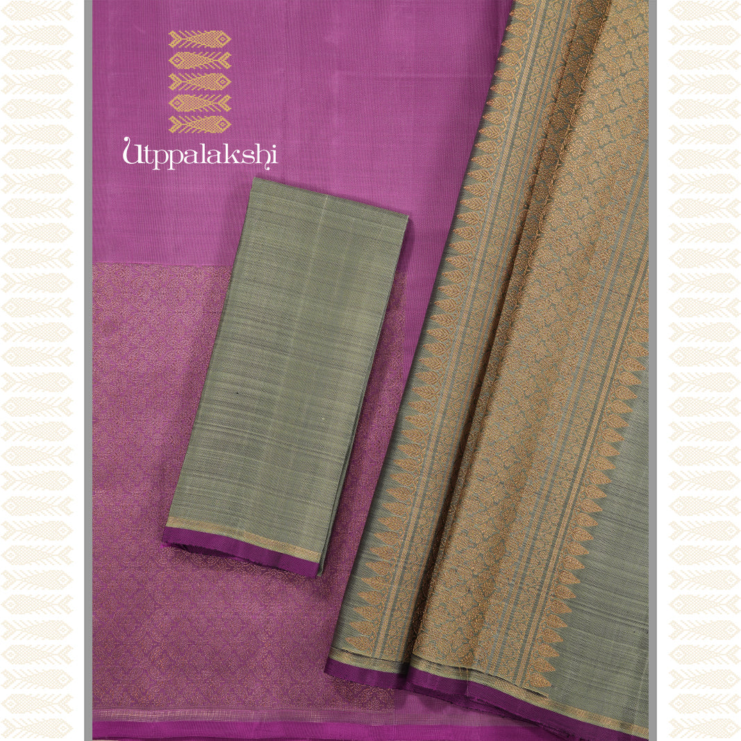LIGHT PURPLE SAREE WITH BOX DESIGN _AN UTPPALAKSHI HANDWOVEN KANCHIPURAM SILK SAREE