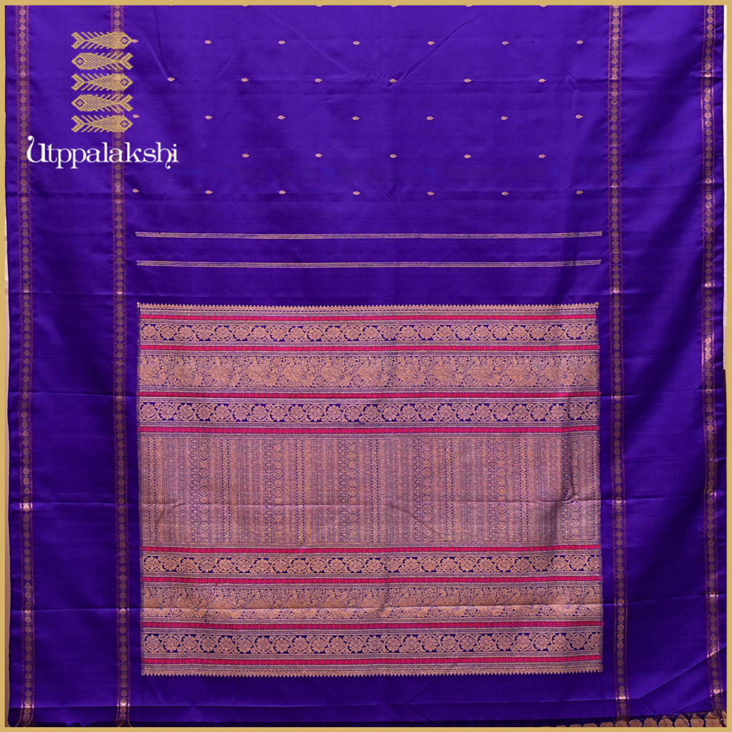 NEELAM BLUE COLOUR SAREE WITH RETTA PETTU BORDER-AN UTPPALAKSHI HANDWOVEN KANCHIPURAM SILK SAREE