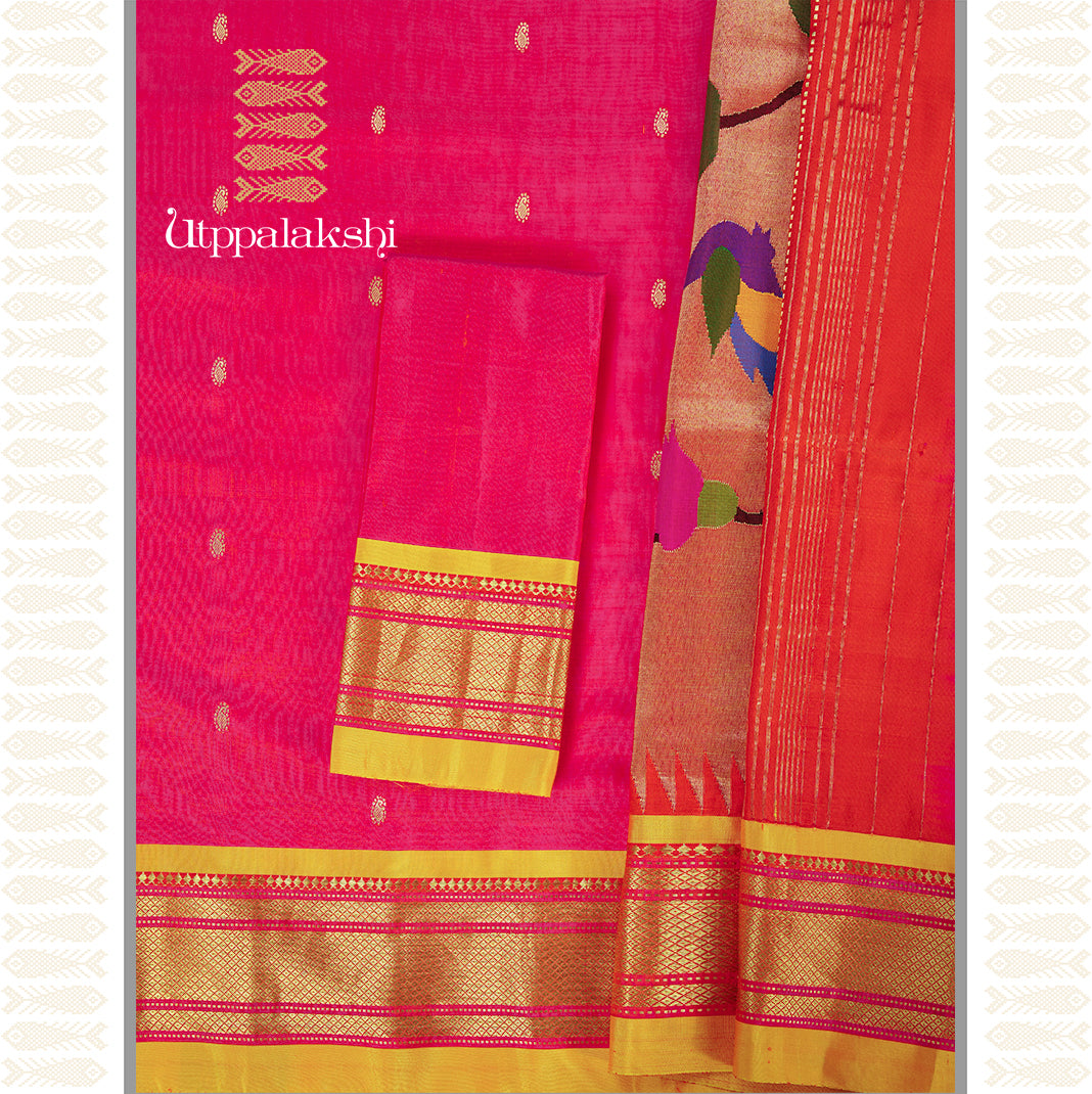 ORANGE ROSE SAREE-AN UTPPALAKSHI HANDWOVEN PAITHANI SILK SAREE