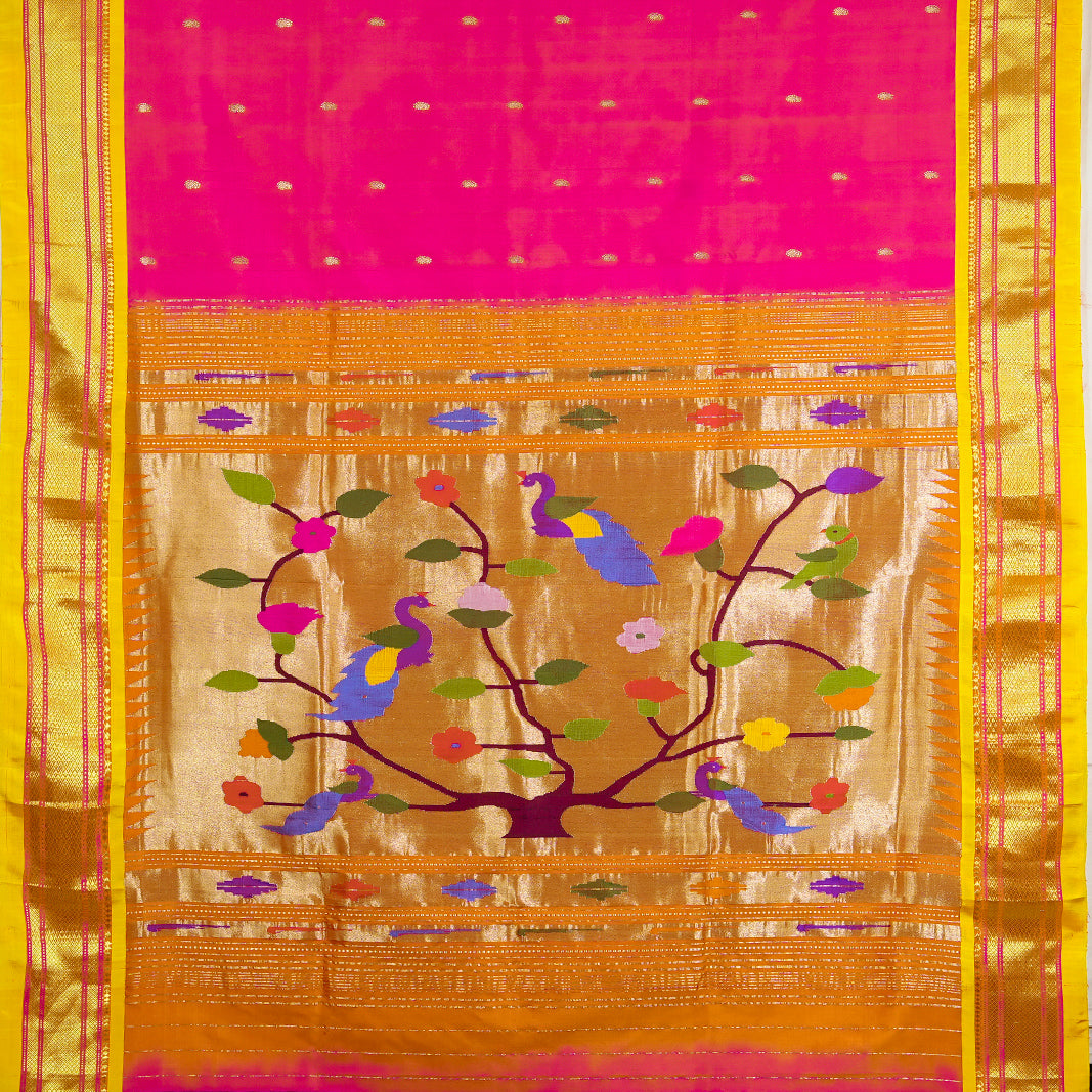 ORANGE ROSE SAREE-AN UTPPALAKSHI HANDWOVEN PAITHANI SILK SAREE