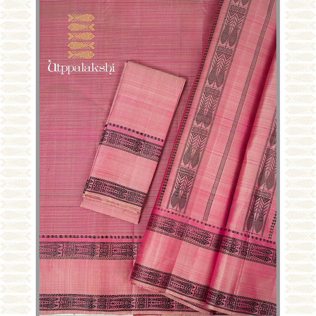 PINK SILK  MEEN PETT SAREE -AN UTPPALAKSHI HANDWOVEN KANCHIPURAM SILK SAREE