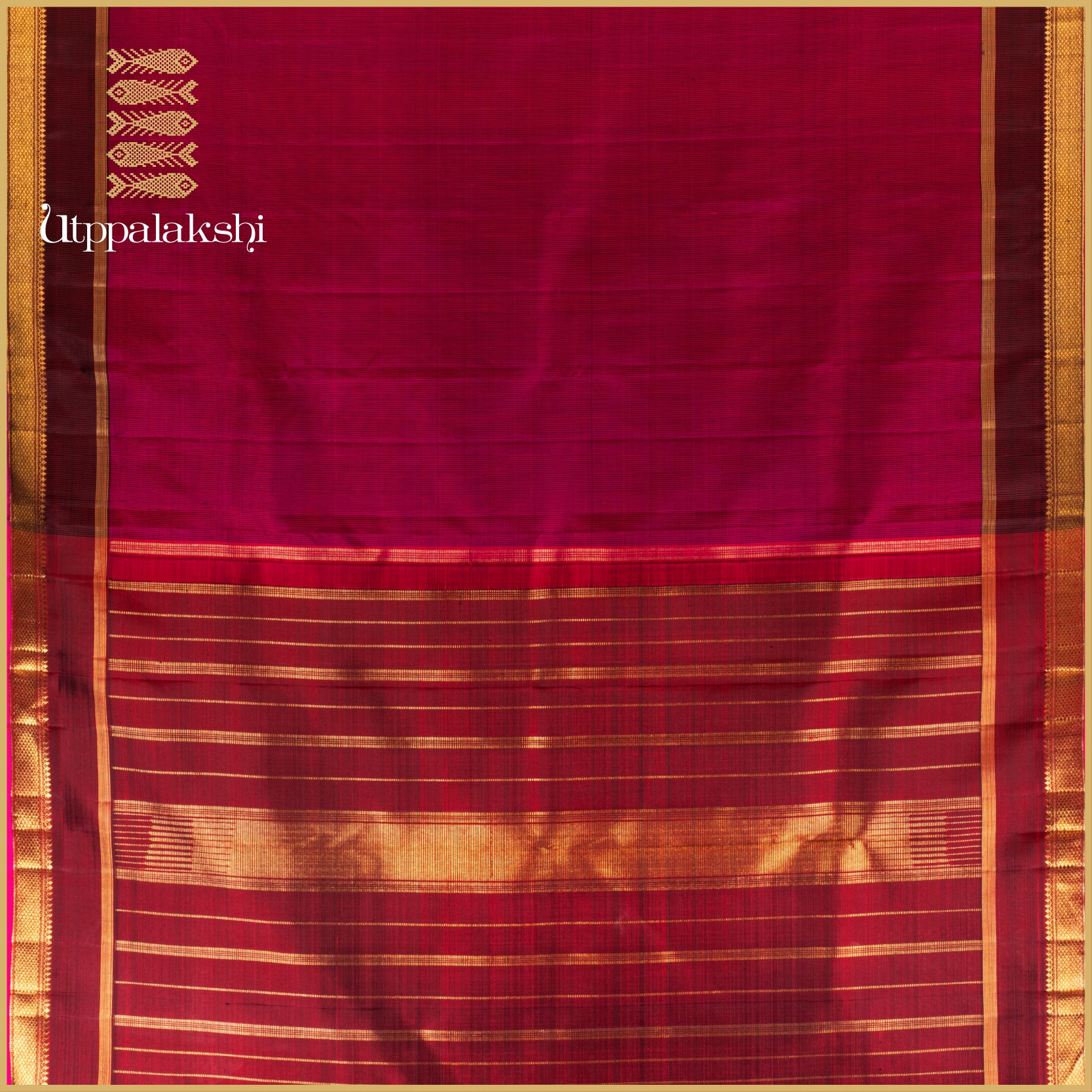 THAKKALI ROSE KASA KASA CHECKS WITH MAYIL KAN BORDER - AN UTPPALAKSHI HANDWOVEN KANJIVARAM SILK SAREE