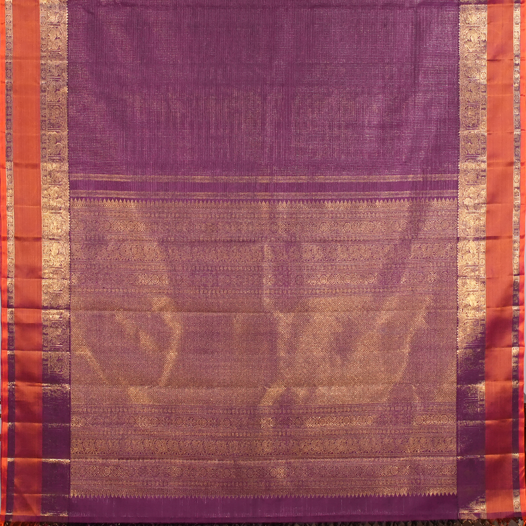 MEGENTHA SHOT KANCHANA OOSI CHECKS SAREE-AN UTPPALAKSHI HANDWOVEN KANCHIPURAM SILK SAREE