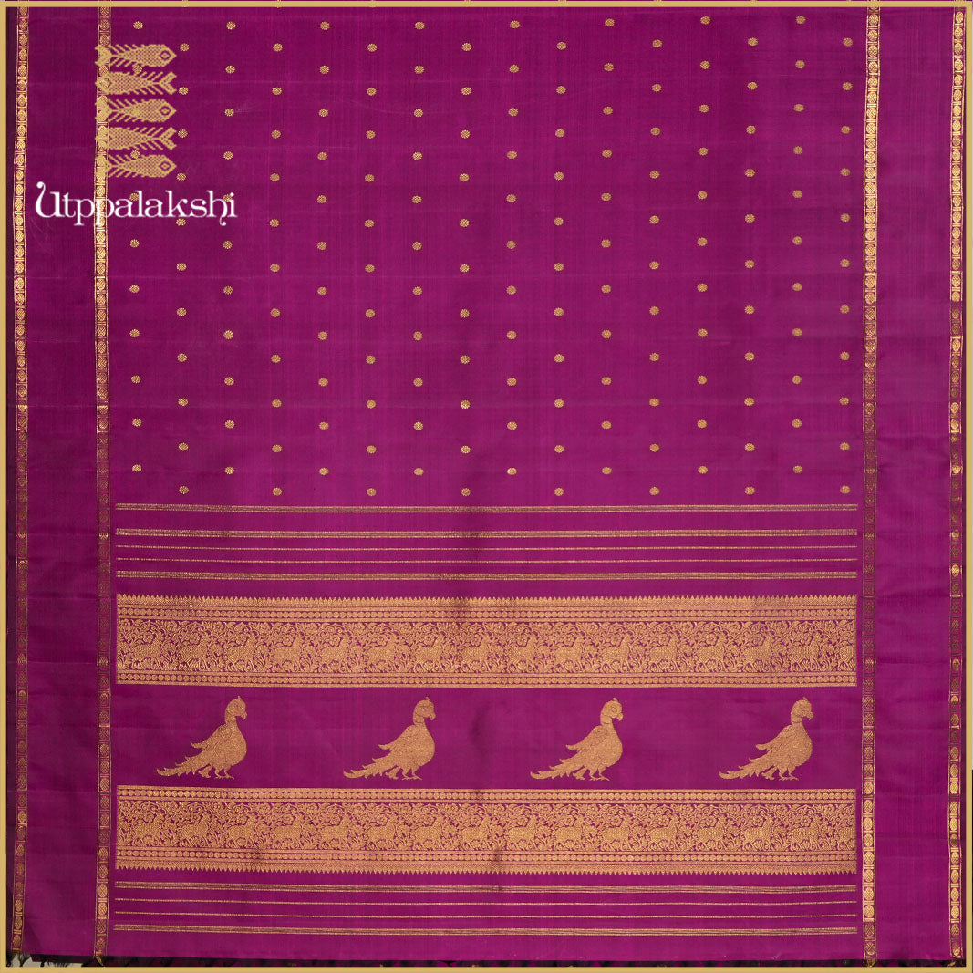 VADAMALLI COLOUR SAREE WITH KAMALAM BUTTAS -AN UTPPALAKSHI HANDWOVEN KANCHIPURAM SILK SAREE