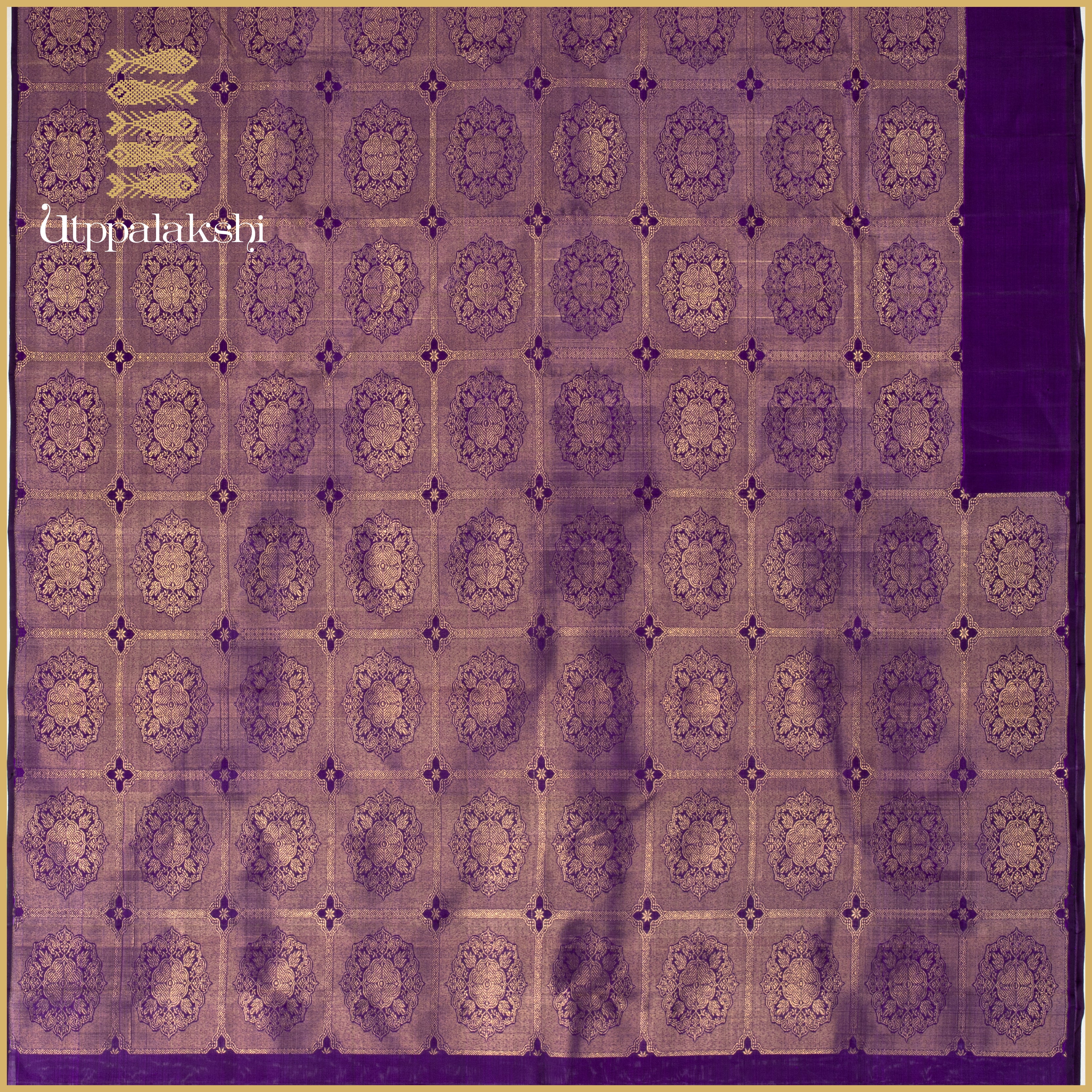Violet Airline (Raising Pallu) with Mandala-Inspired Design - AN UTPPALAKSHI HANDWOVEN KANJIVARAM SILK SAREE