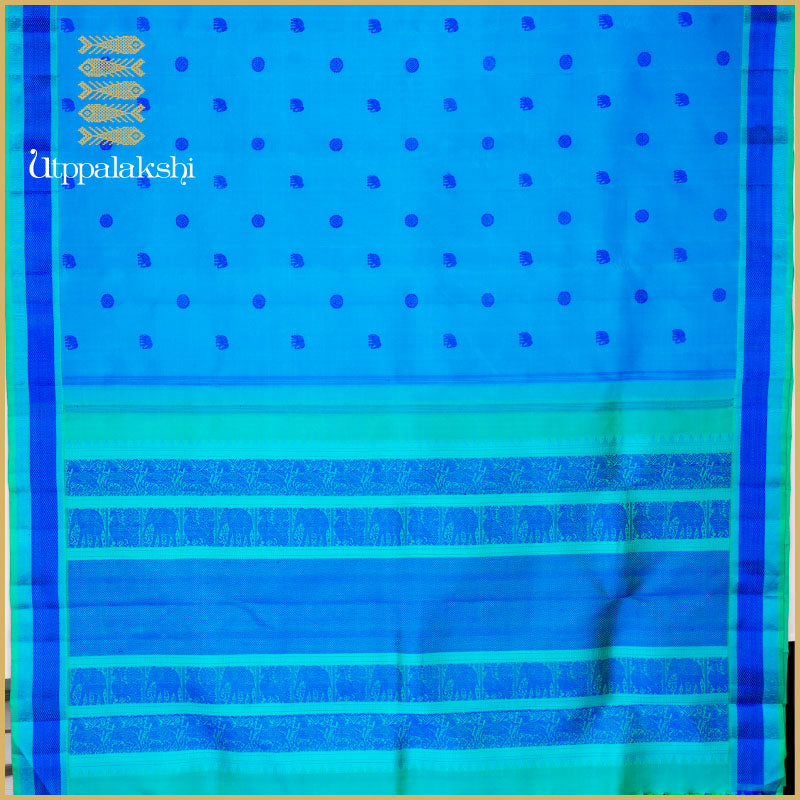 RAMAR BLUE SILK PETT SAREE -AN UTPPALAKSHI HANDWOVEN KANCHIPURAM SILK SAREE