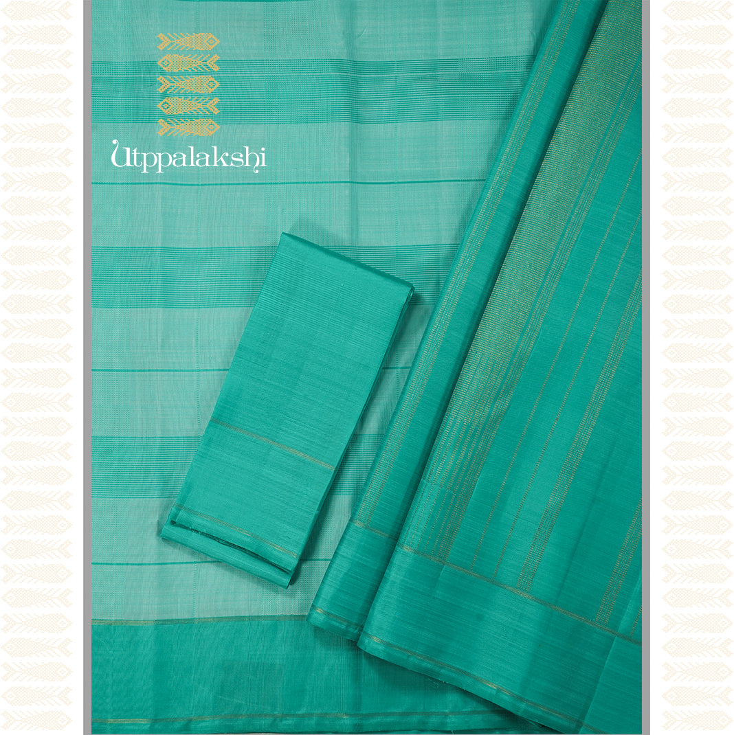 REXONA COLOUR SAREE WITH HORIZONTAL LINES _ AN UTPPALAKSHI HANDWOVEN KANCHIPURAM SILK SAREE