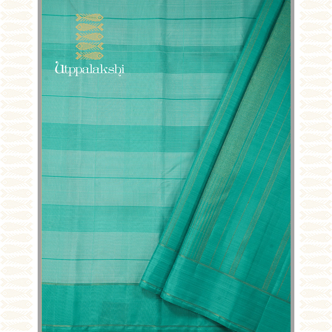 REXONA COLOUR SAREE WITH HORIZONTAL LINES _ AN UTPPALAKSHI HANDWOVEN KANCHIPURAM SILK SAREE