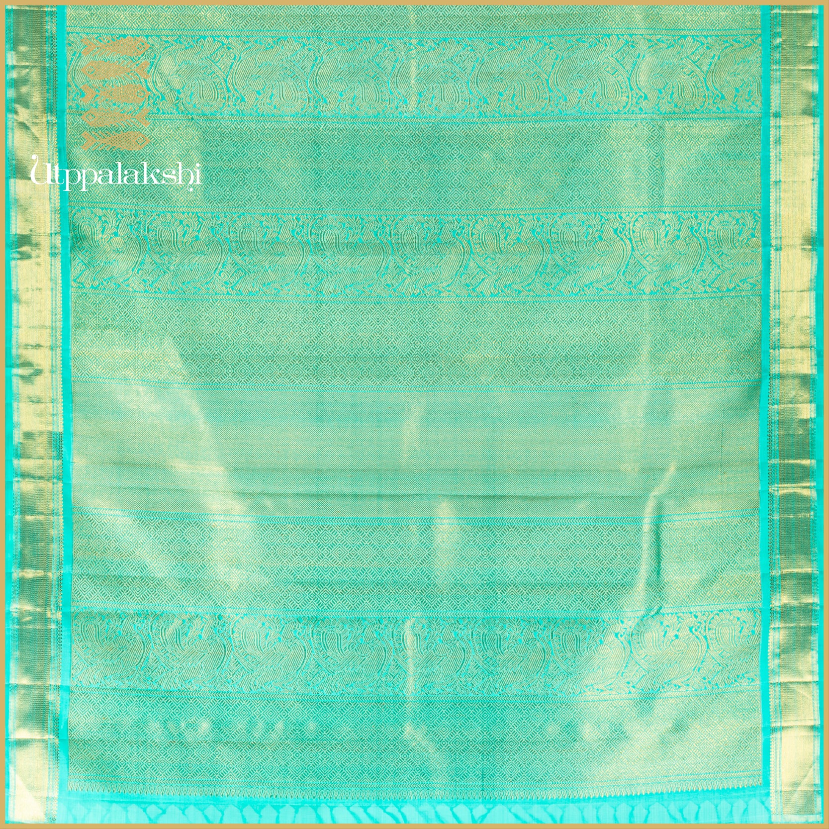 Rexona (Sea Green-Blue) with Extended Pallu and Annam Blouse - AN UTPPALAKSHI HANDWOVEN KANJIVARAM SILK SAREE
