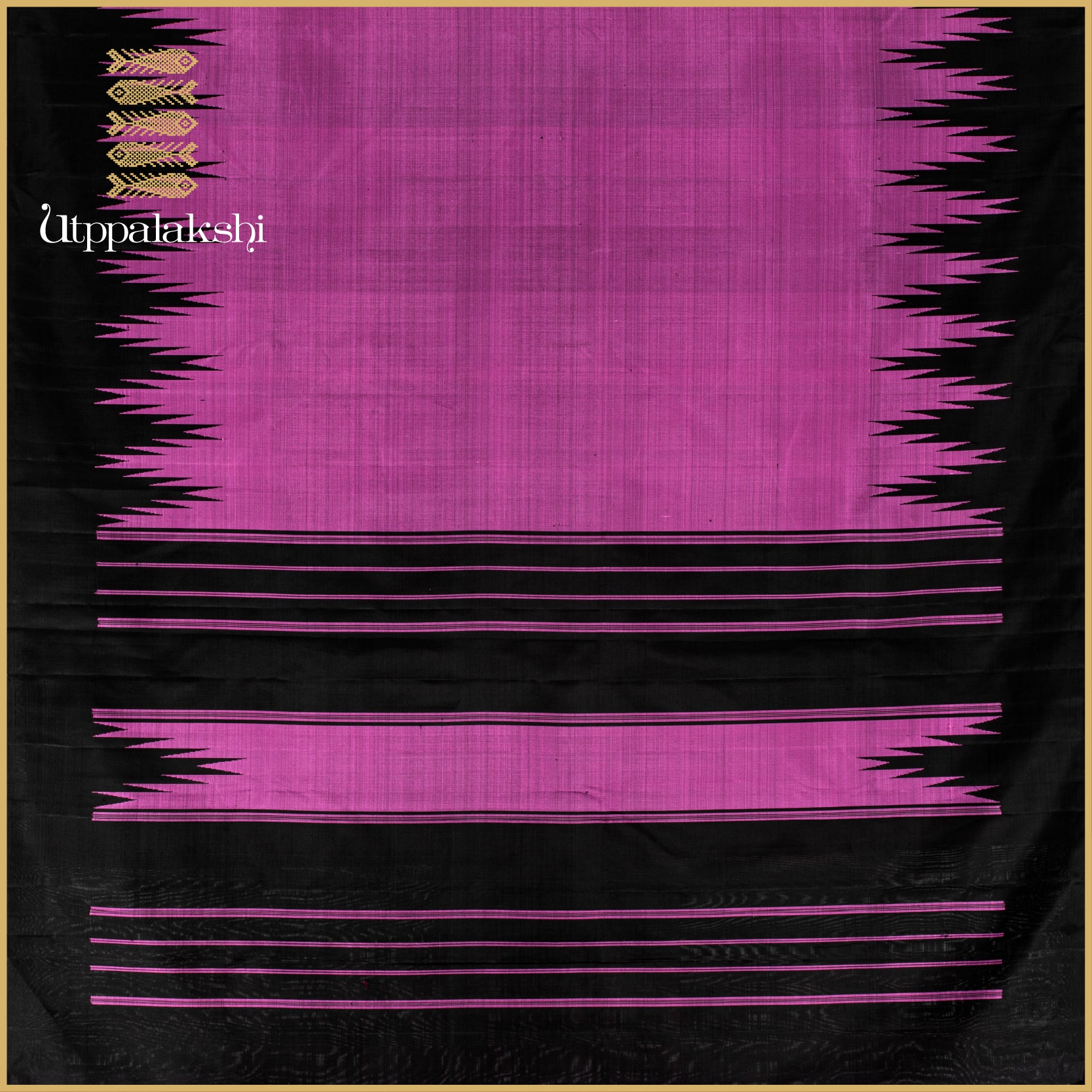 December Flower with Black Thazhampoo / Temple Border - AN UTPPALAKSHI HANDWOVEN KANJIVARAM SILK SAREE