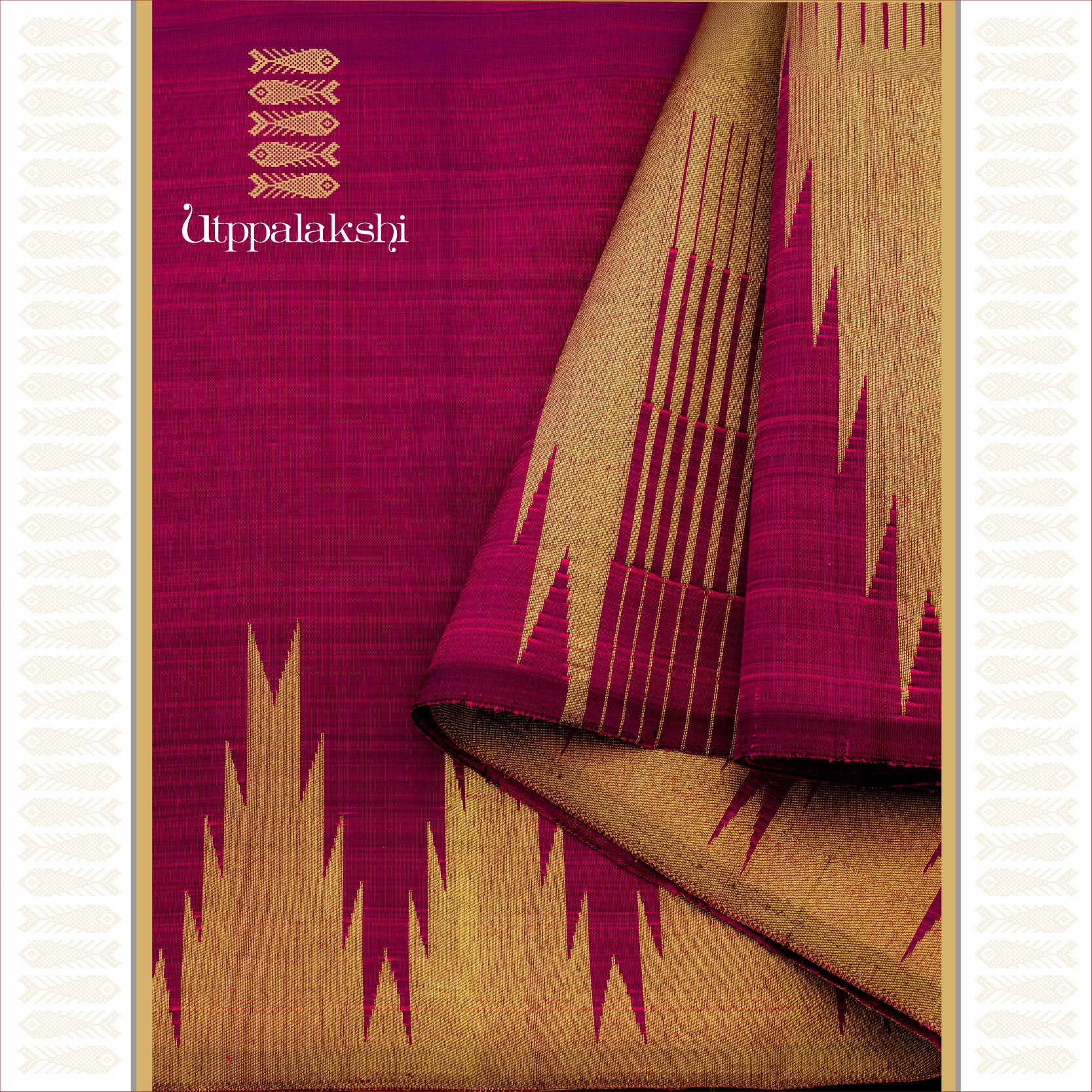 Purple Temple Border with Bavanji Pallu - AN UTPPALAKSHI HANDWOVEN KANJIVARAM SILK SAREE