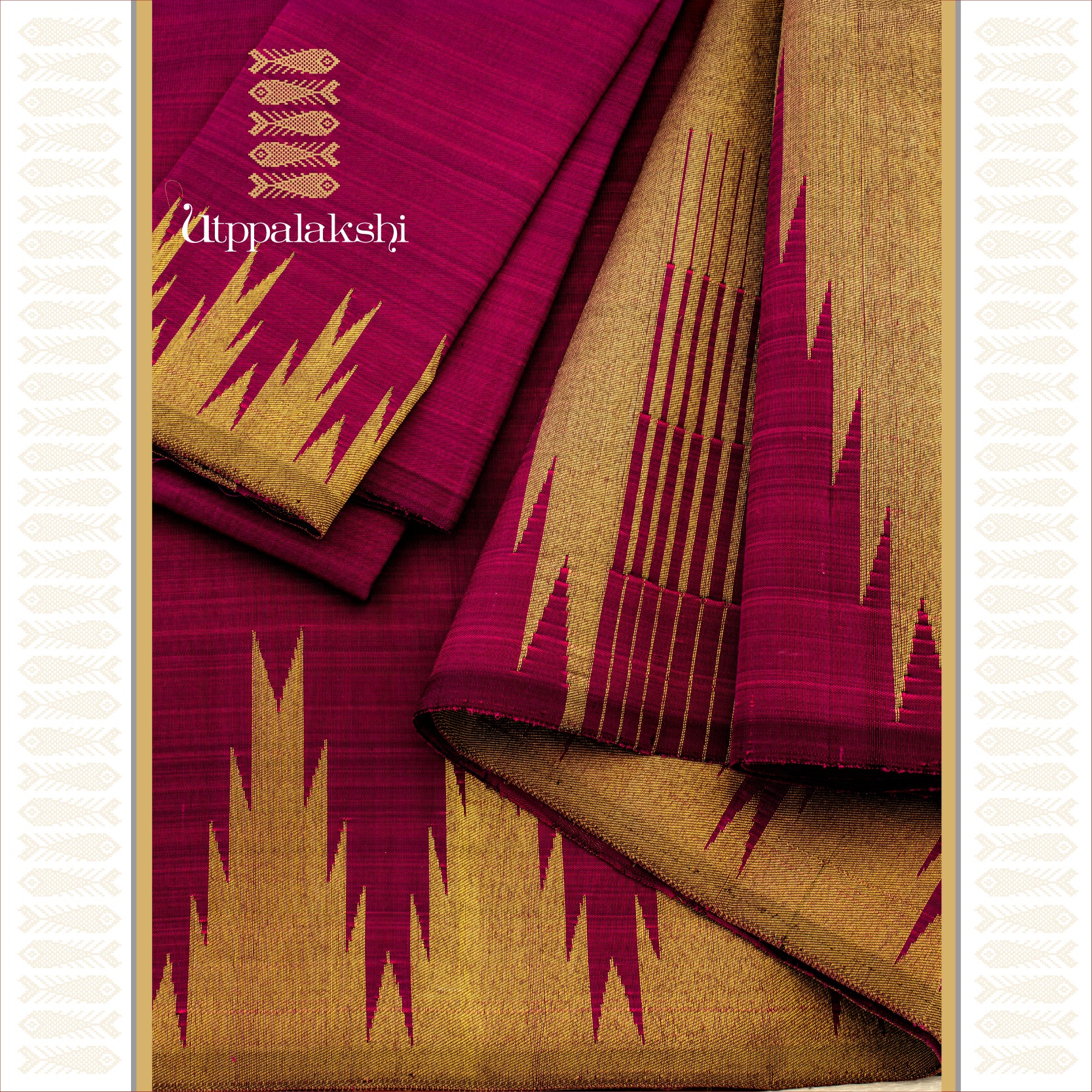 Purple Temple Border with Bavanji Pallu - AN UTPPALAKSHI HANDWOVEN KANJIVARAM SILK SAREE