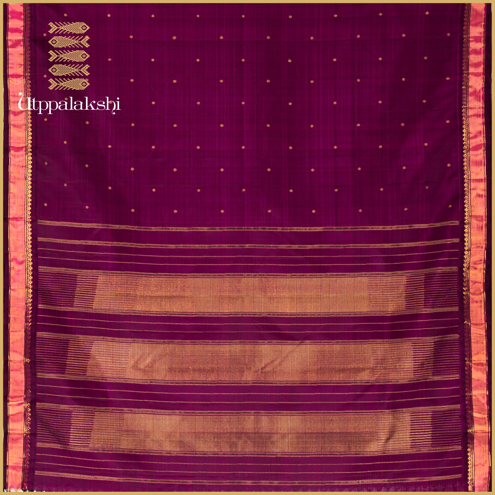 Purple with Kamalam Butta and Cheep (comb) rake Pallu- AN UTPPALAKSHI HANDWOVEN KANJIVARAM SILK SAREE