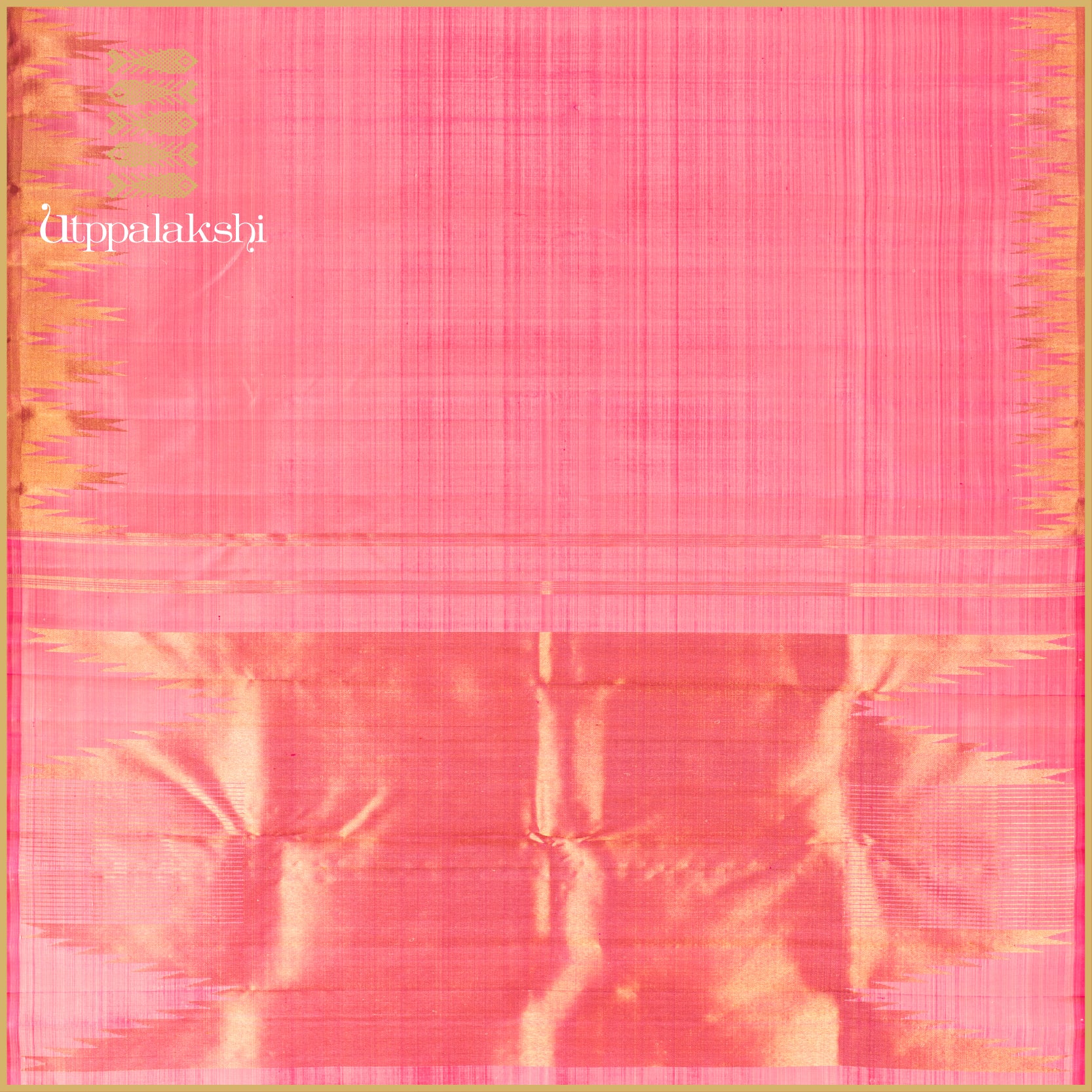 Light Pink with Temple Border and Bavanji Pallu - AN UTPPALAKSHI HANDWOVEN KANJIVARAM SILK SAREE