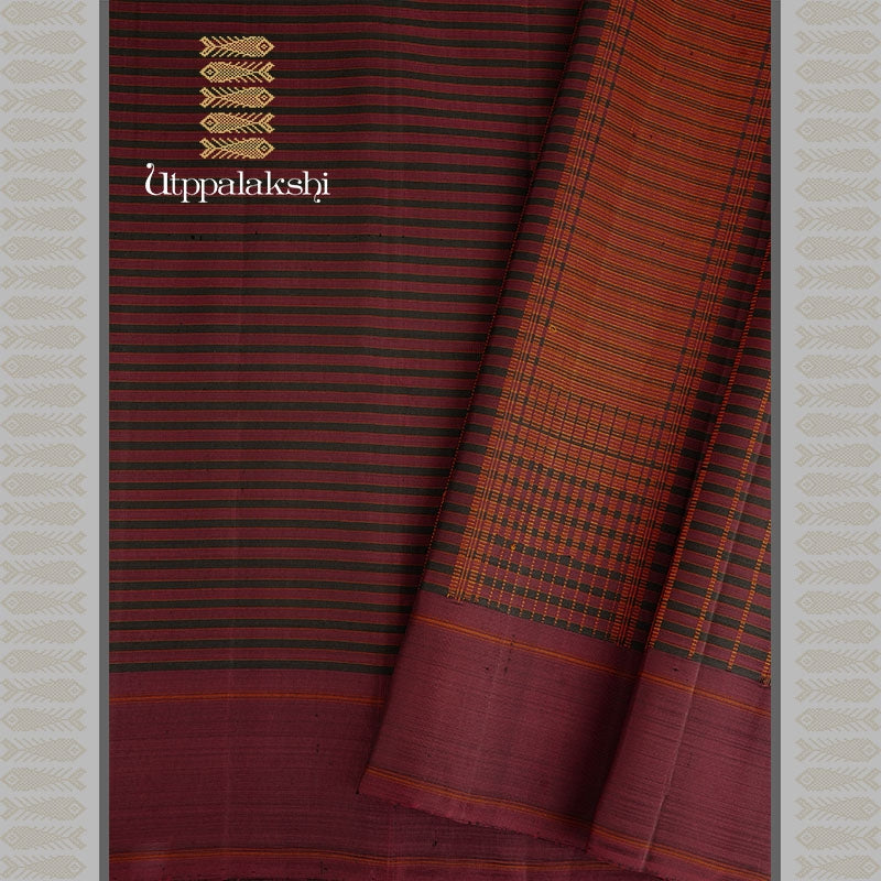 Maroon Vazhapoo South Saree – An Utppalakshi Handwoven Kanchipuram Silk Saree