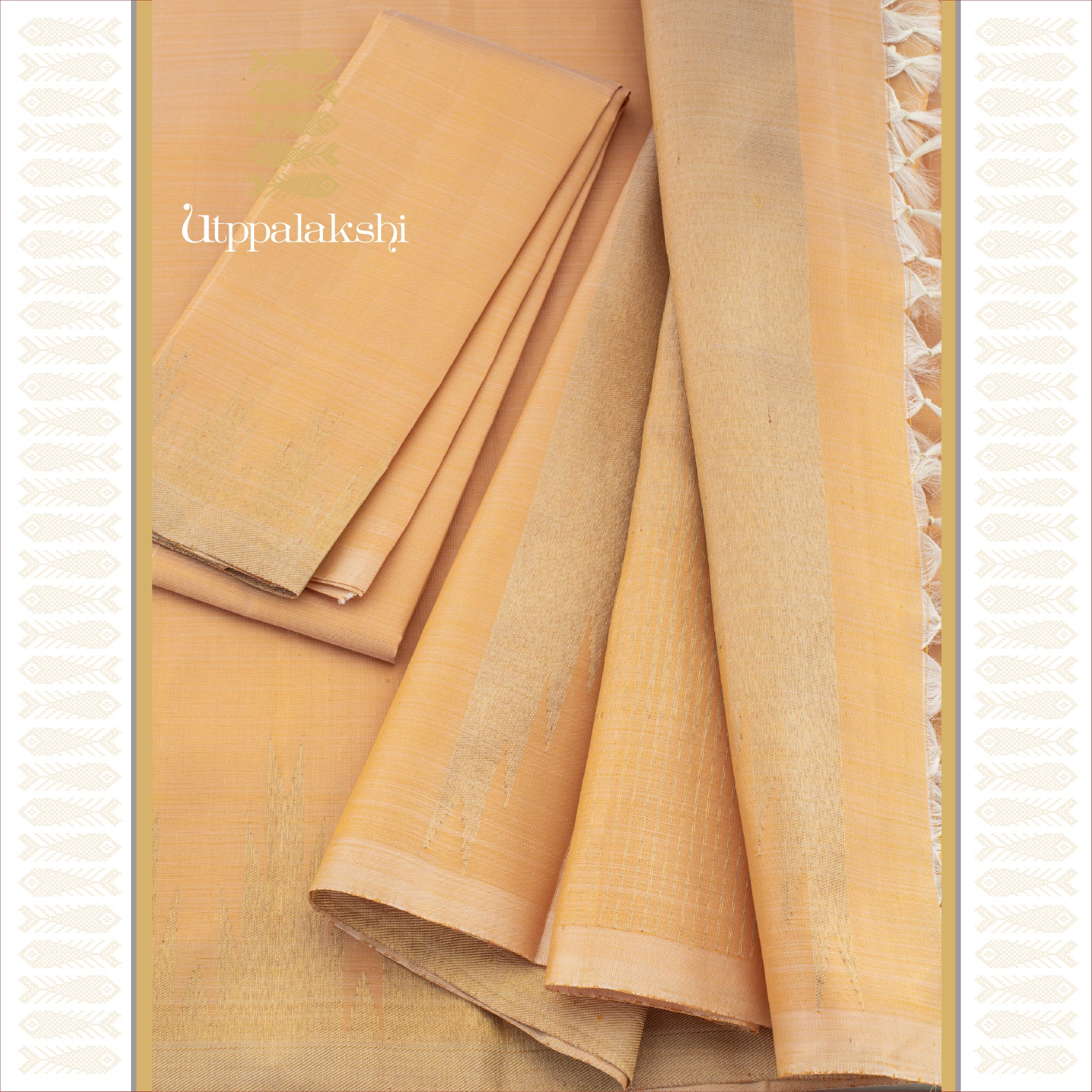 SANDALWOOD TEMPLE BORDER- AN UTPPALAKSHI HANDWOVEN KANJIVARAM SILK SAREE