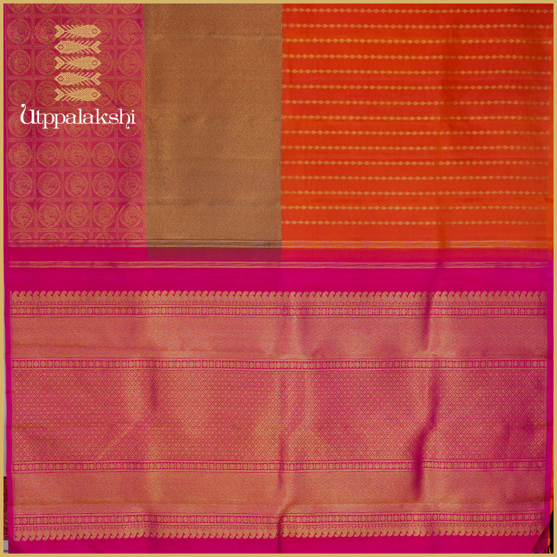 3 COLOURS JARI SAREE -AN UTPPALAKSHI HANDWOVEN KANCHIPURAM SILK SAREE