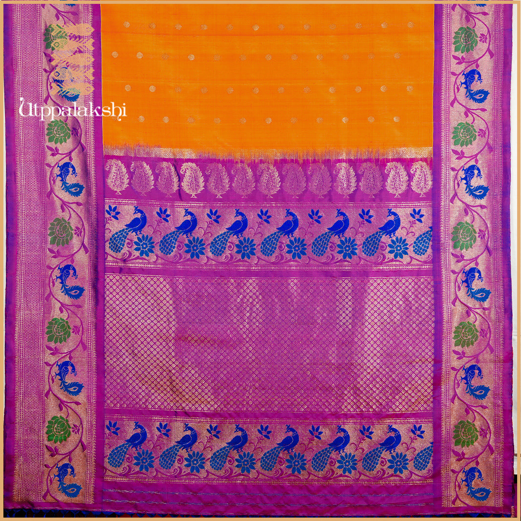 YELLOW AND PURPLE SAREE-AN UTPPALAKSHI HANDWOVEN PAITHANI SILK SAREE