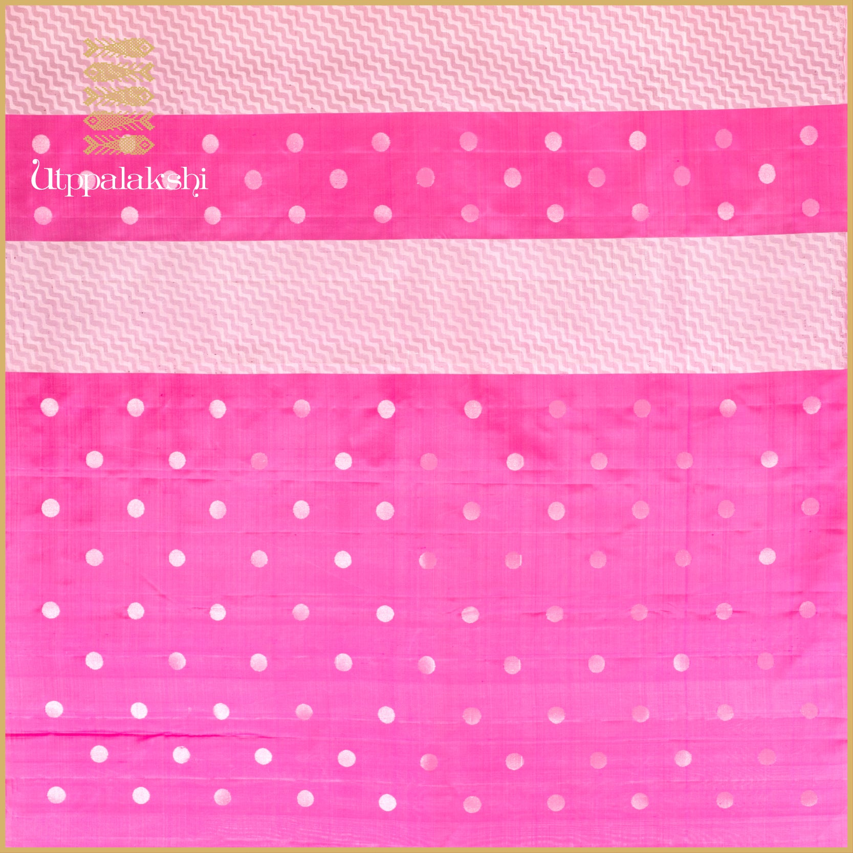 PANEL LEHERIA & POLKA IN SHADES OF PINK - AN UTPPALAKSHI HANDWOVEN KANJIVARAM SILK SAREE
