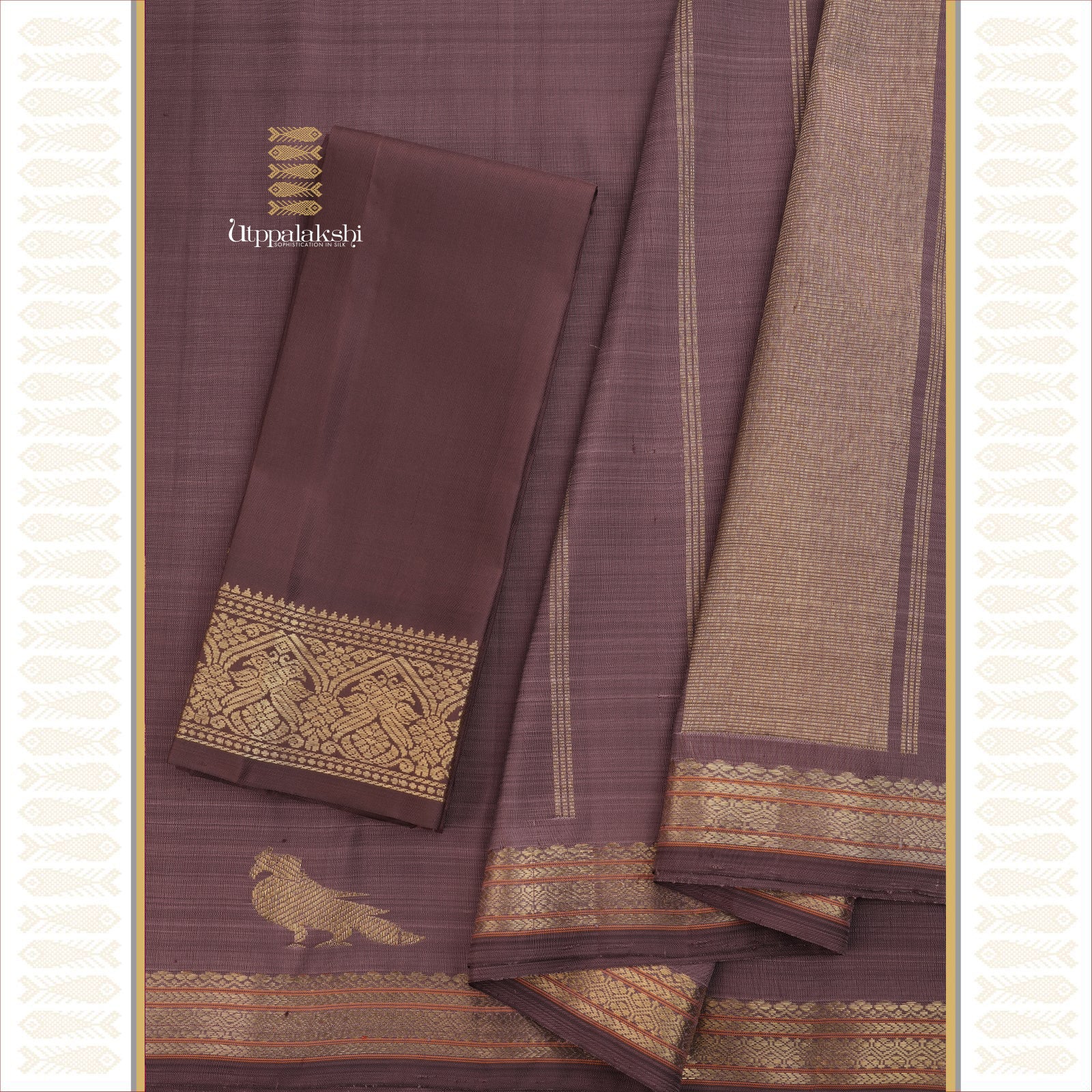 A Master Weaver’s Creation -A Temple-Inspired Silk Sari in Chocolate Hues