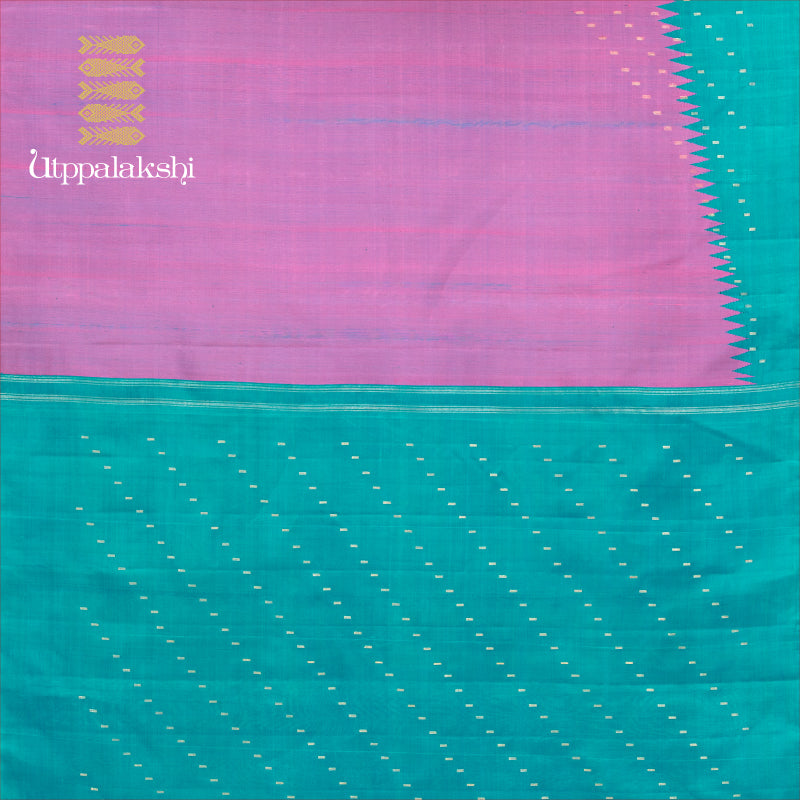 UTPPALAKSHI HANDWOVEN KANJIVARAM SILK SAREE ANANDA BLUE LAVENDER RAISING BUTTA BORDER
