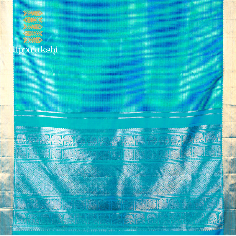 UTPPALAKSHI HANDWOVEN KANJIVARAM SILK SAREE BLUE JACQUARD WITH GETTI ZARI BORDER