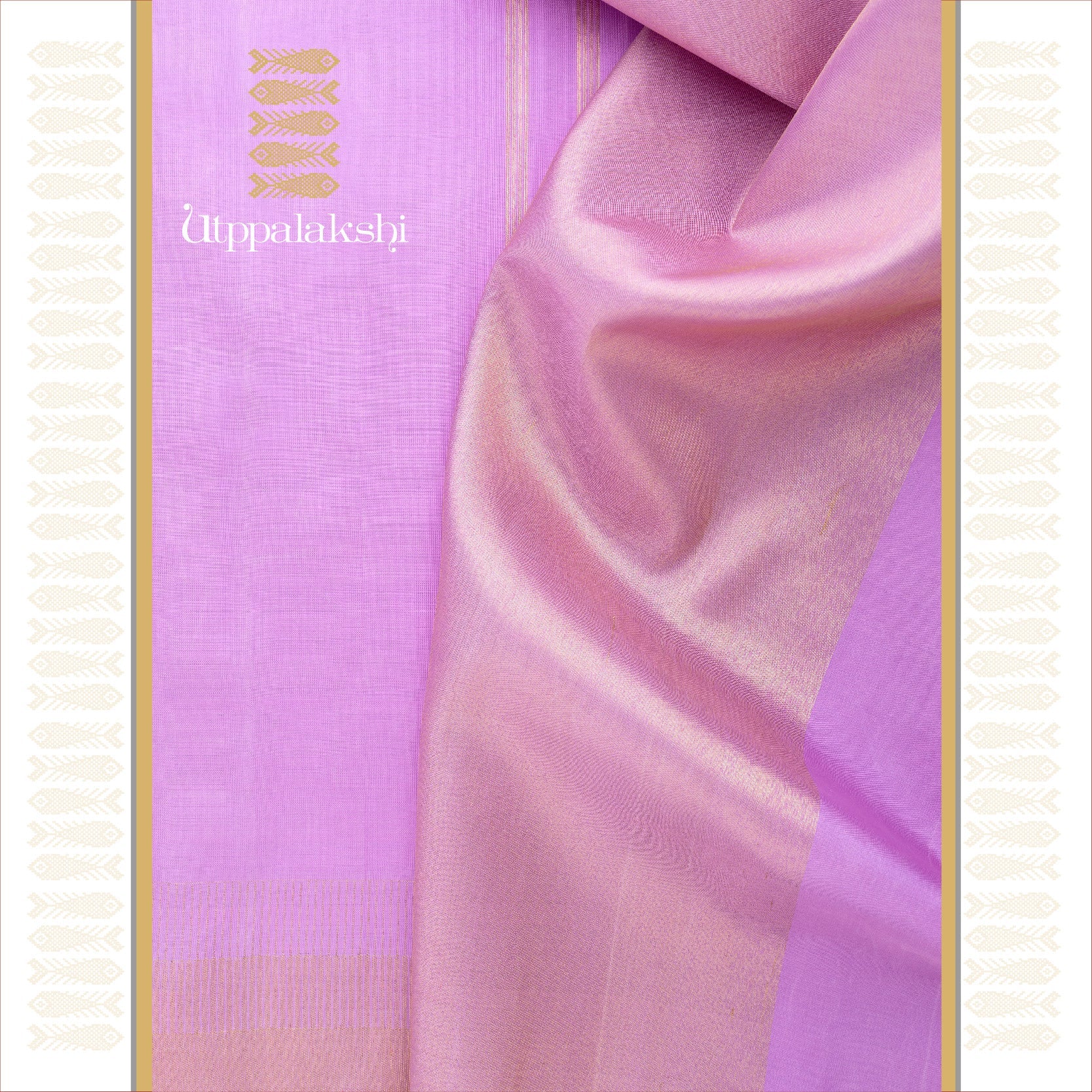 UTPPALAKSHI HANDWOVEN KANJIVARAM SILK SAREE VIOLET COMBRACK BAVANJI PALLU