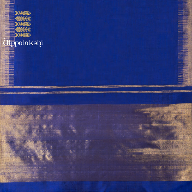 UTPPALAKSHI HANDWOVEN KANJIVARAM SILK SAREE MS BLUE TISSUE PALLU COMBRACK BORDER