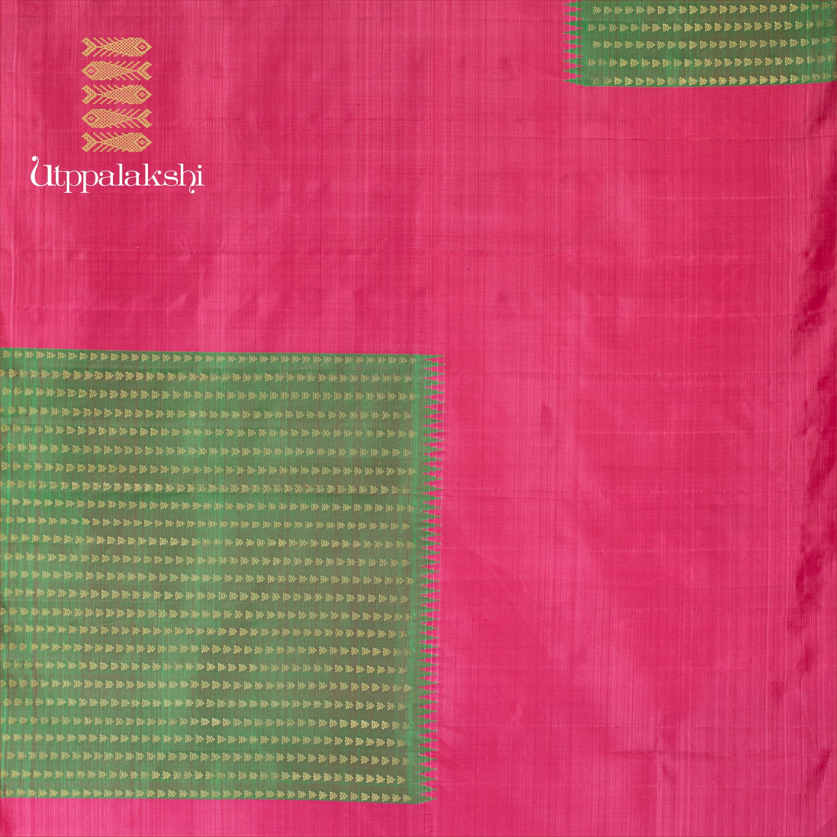 UTPPALAKSHI HANDWOVEN KANJIVARAM SILK SAREE DEEP PINK AND MANDULIR WITH BUTTA