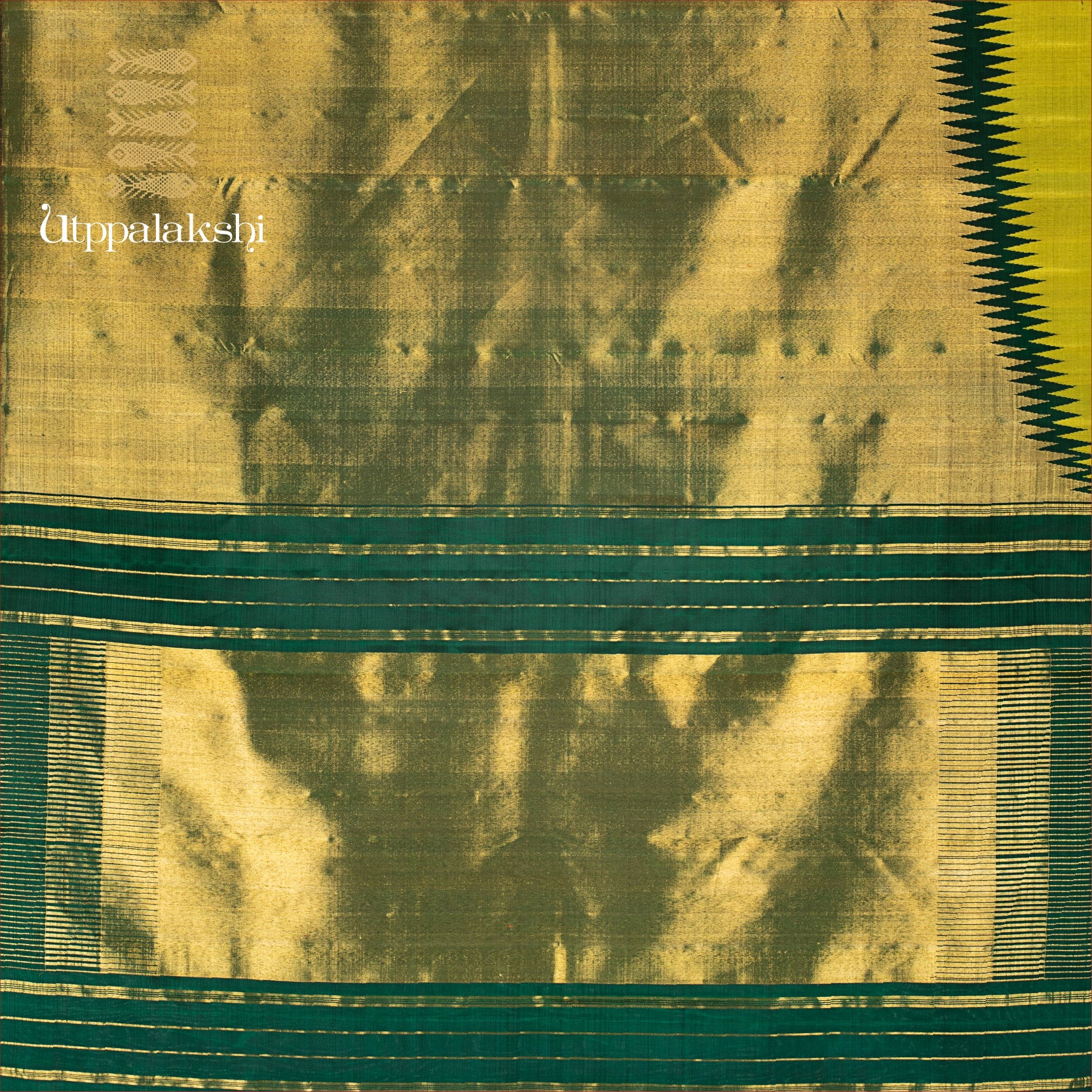 UTPPALAKSHI HANDWOVEN KANJIVARAM SILK SAREE BOTTLE GREEN RAISING PALLU