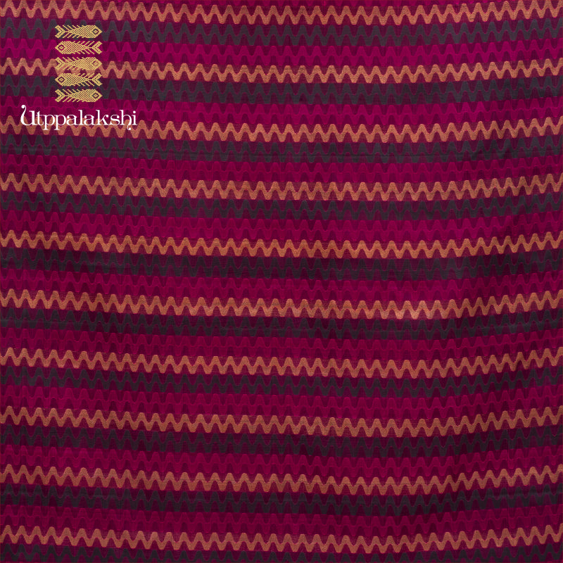 UTPPALAKSHI HANDWOVEN KANJIVARAM SILK SAREE MAGENTA GREEN JANGLA